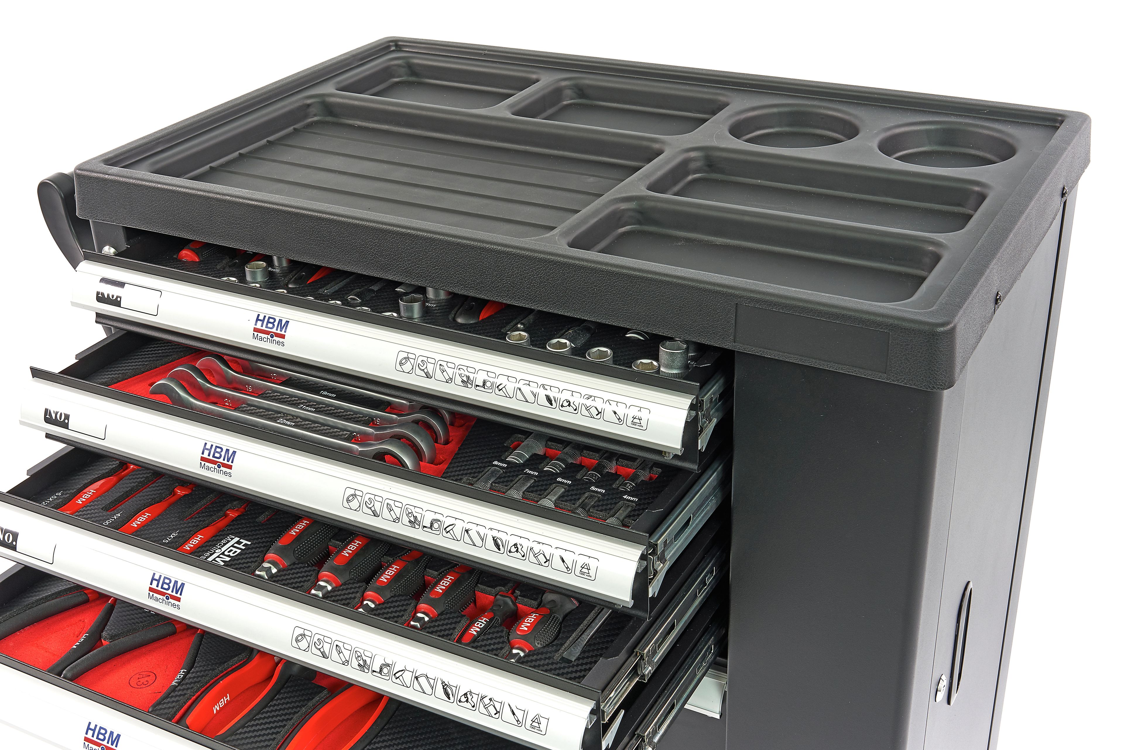 Carro de herramientas lleno HBM Premium con puerta - 154 piezas Image 27