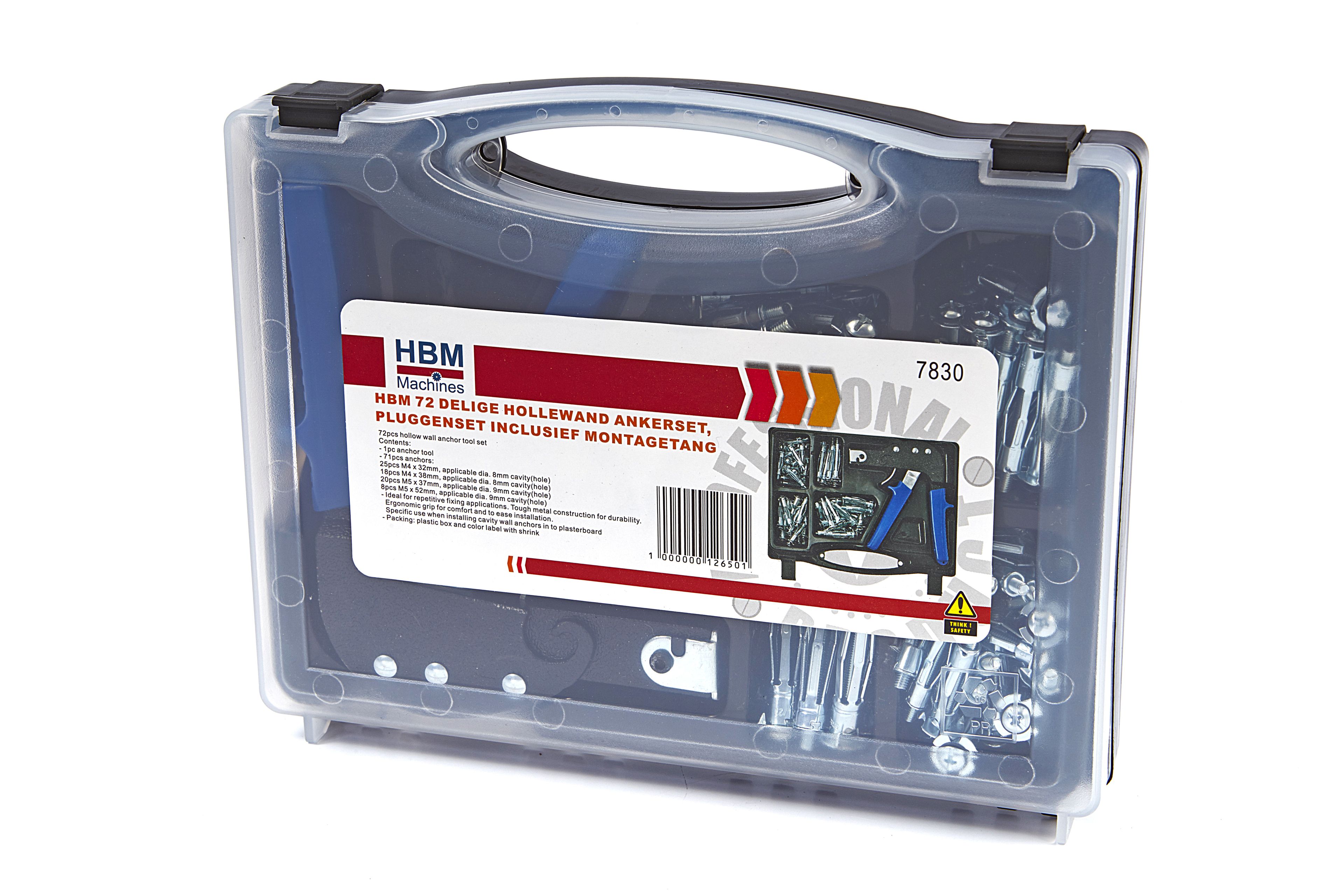 HBM Jeu de chevilles pour murs creux de 72 pièces, jeu d'ancrage incluant une pince de montage Image 8