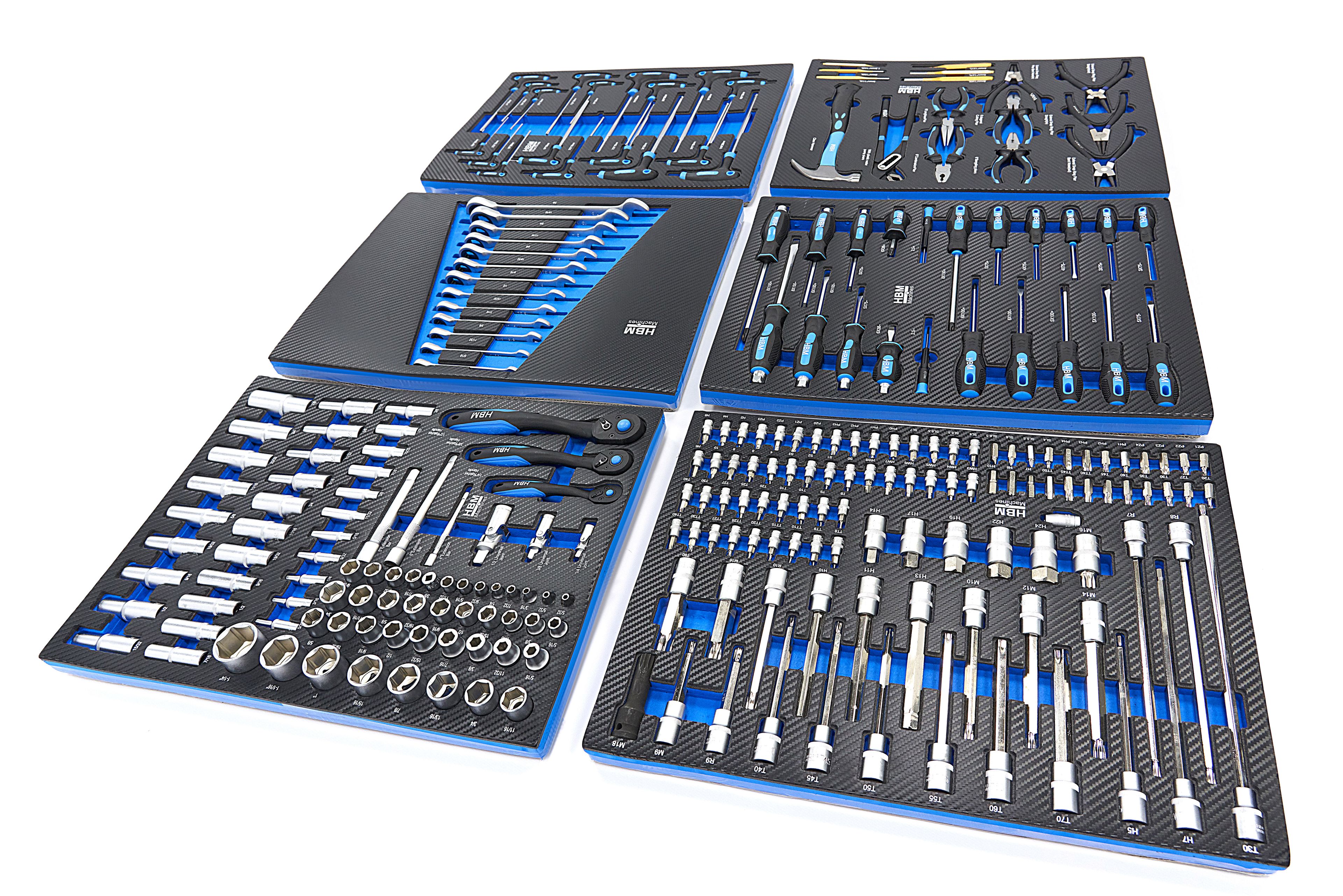 HBM gevulde gereedschapswagen 245-delig inch-maten, zwart Image 38