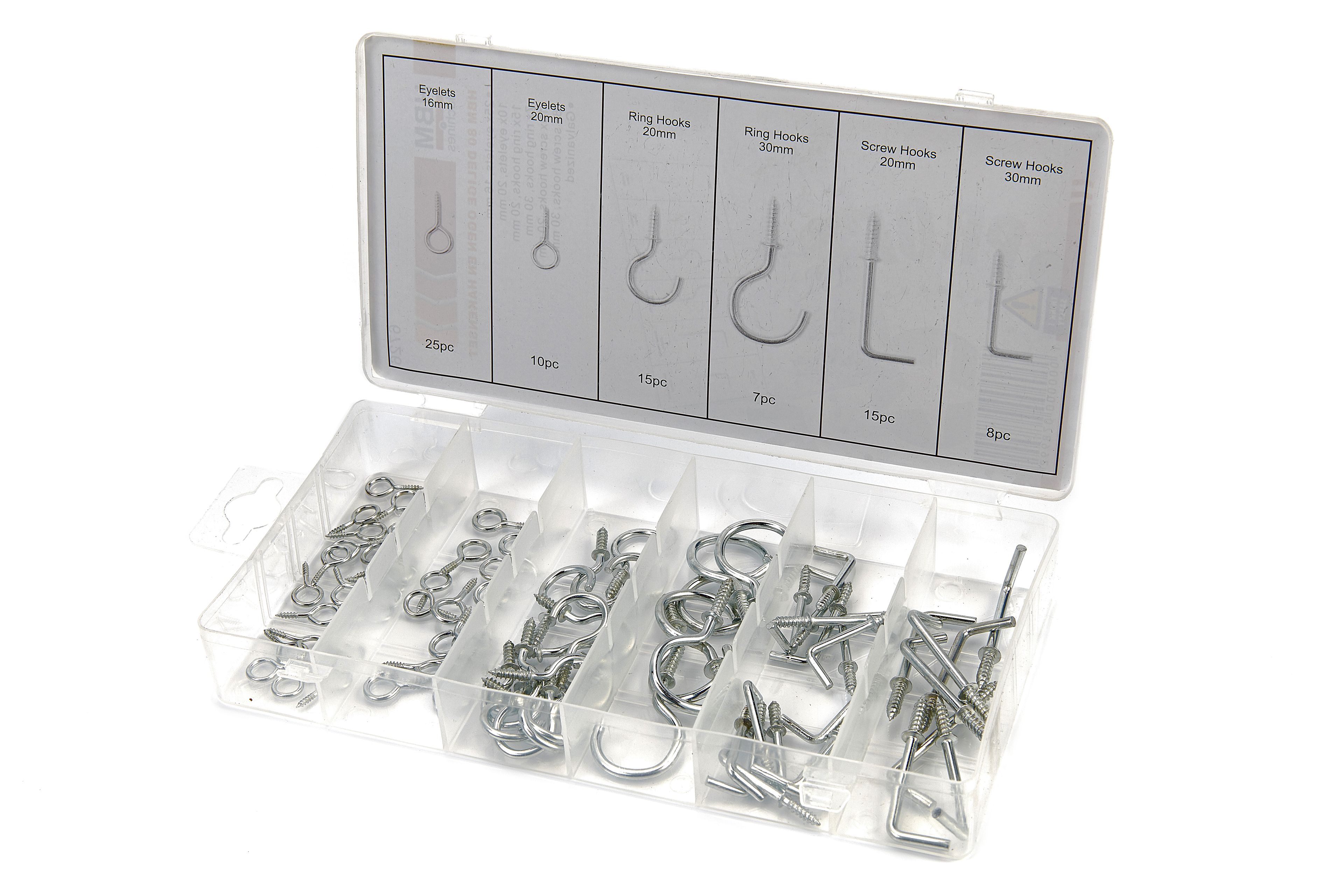 HBM 80 Delige Ring Haken en Schroef Hakenset