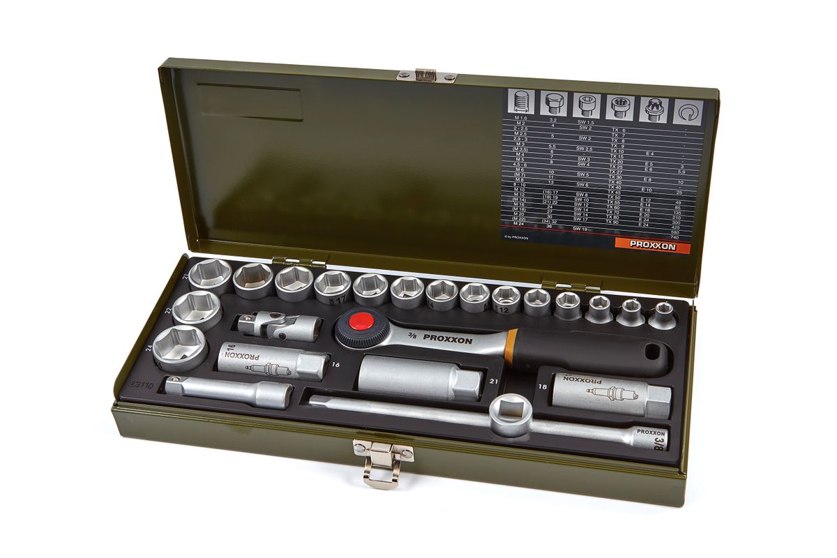 Proxxon 24 Pack Steckschlüssel-Satz 3/8 inch CrV