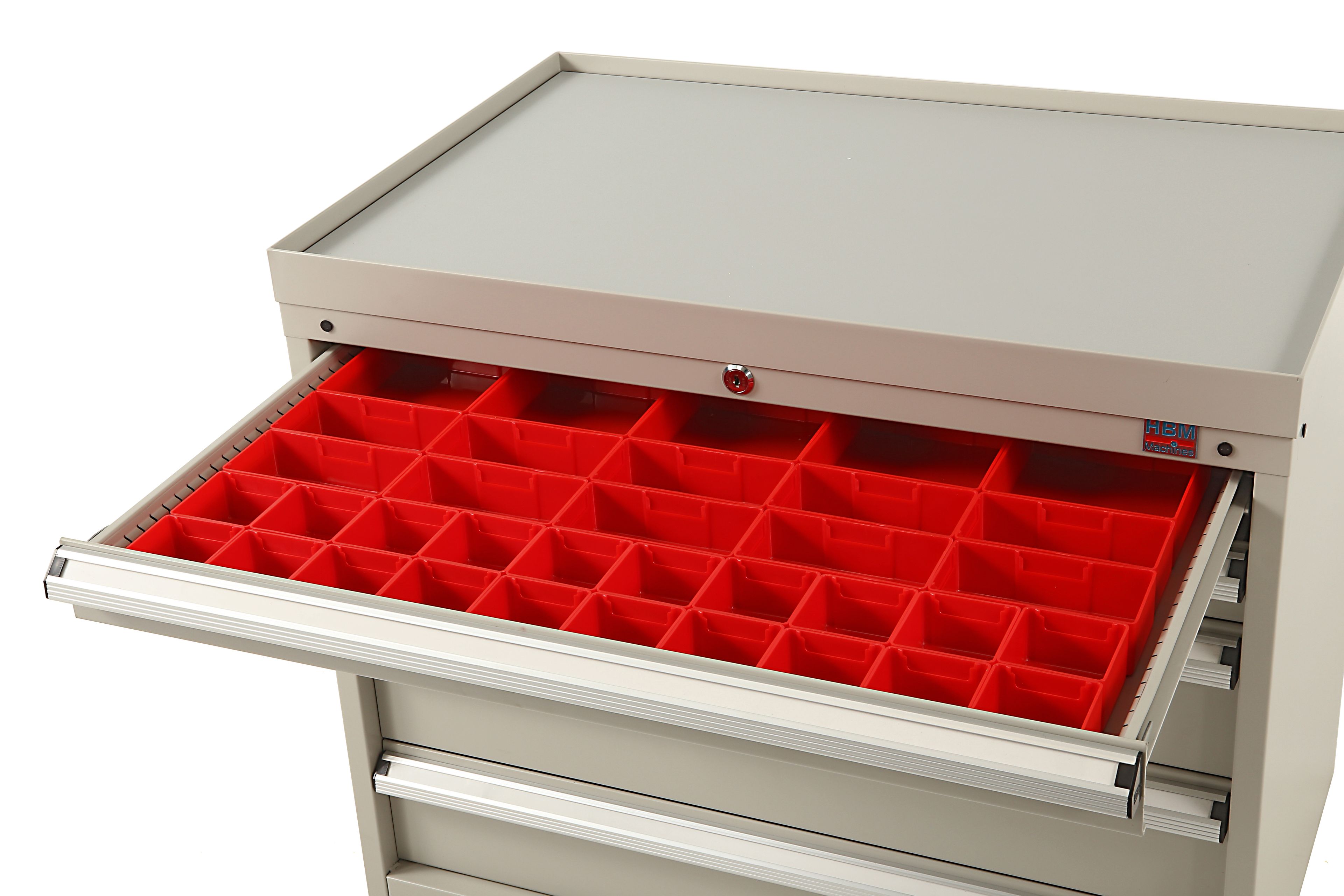 Armadio attrezzi HBM con contenitori e divisori, 8 cassetti, 88 x 58 x 105 cm beige Image 5