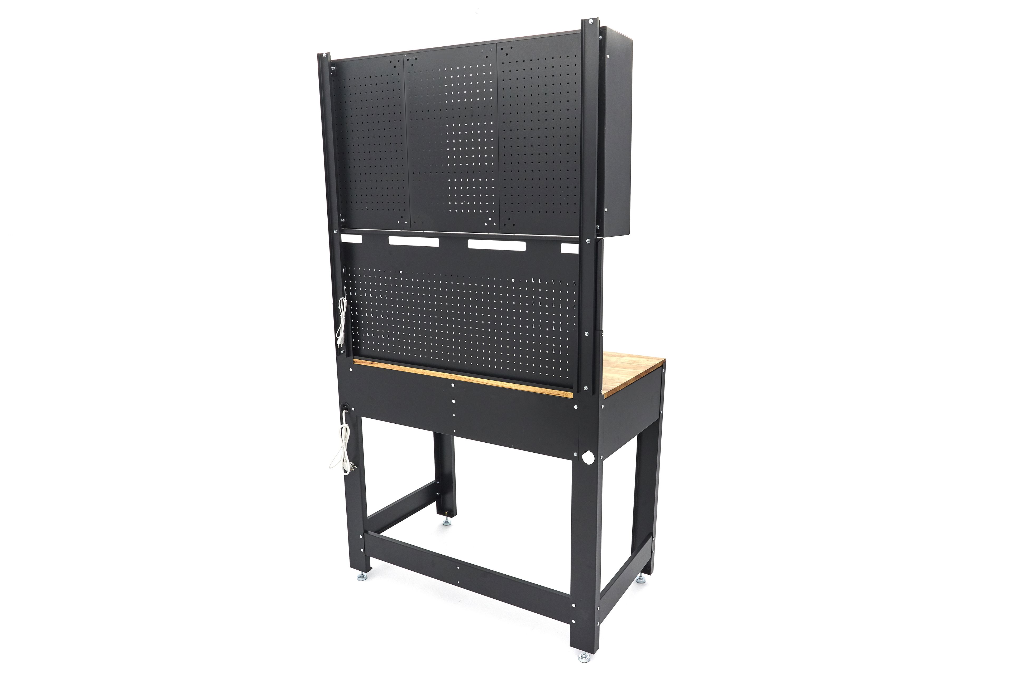 HBM établi 115 cm avec grand tiroir, paroi d’armoire et panneau arrière, noir Image 20