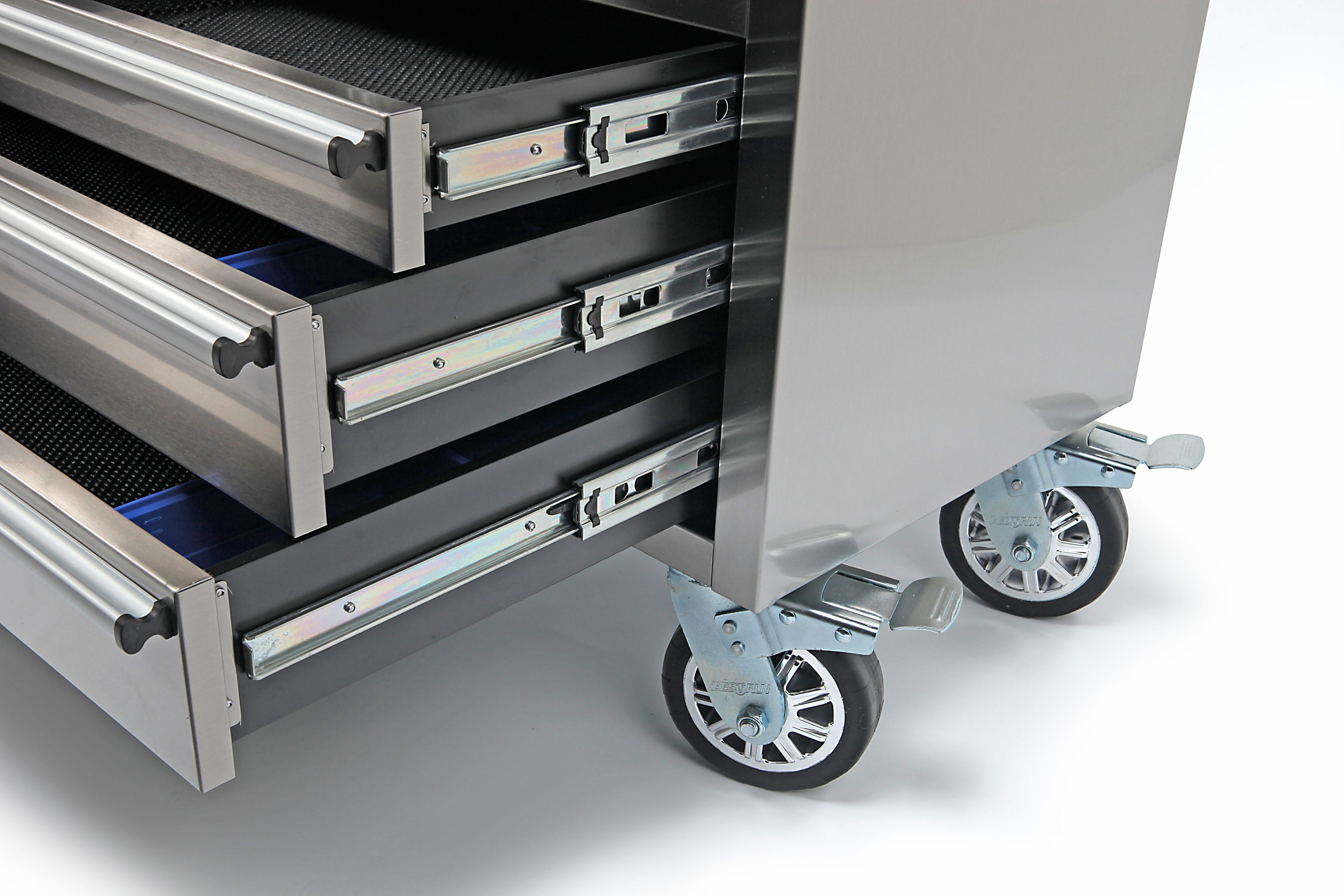 HBM carro de herramientas con encimera de madera, 122 cm, acero inoxidable Image 4