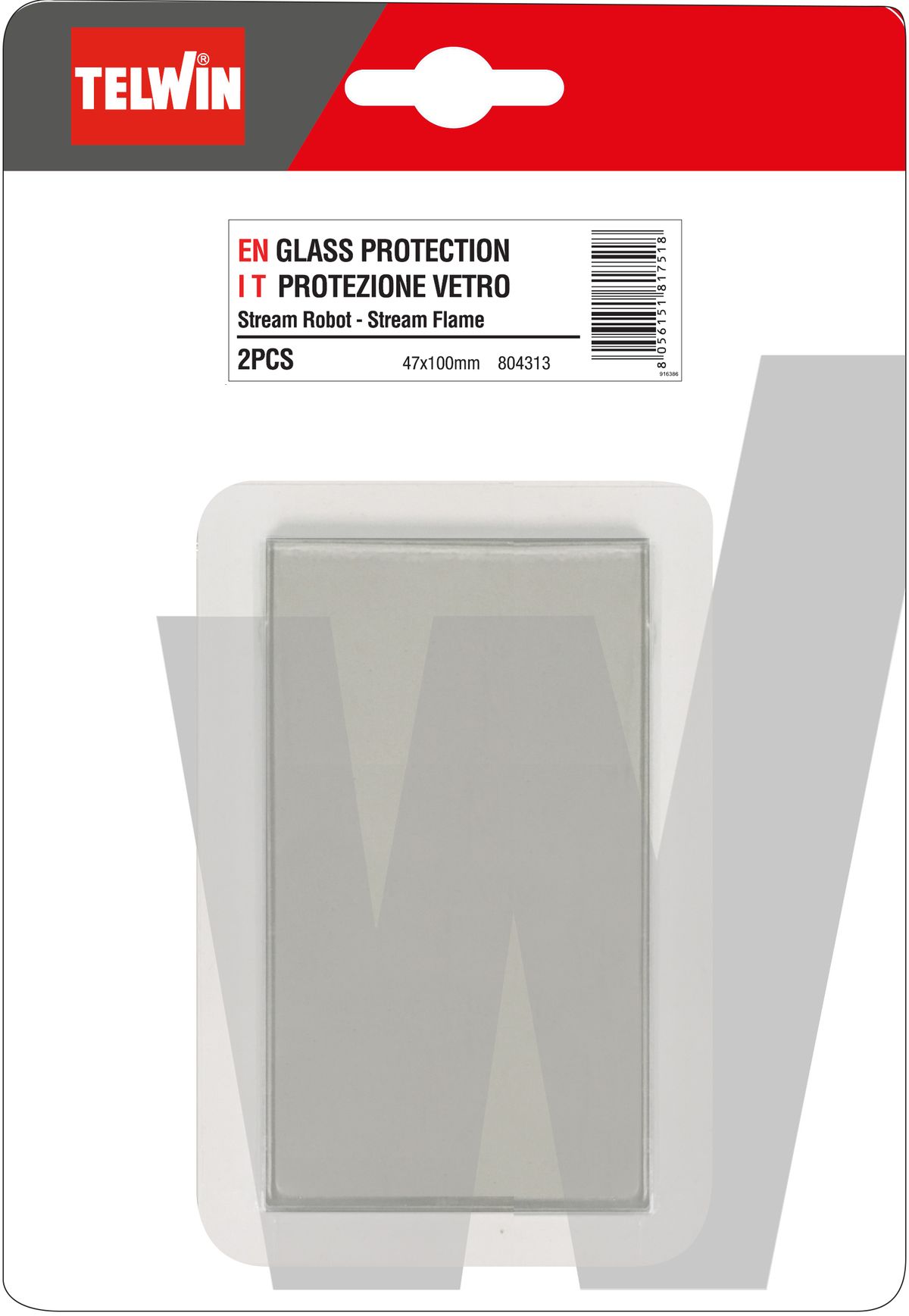 Telwin Schutzglas Innenseite 47x100 mm, 2 Stück
