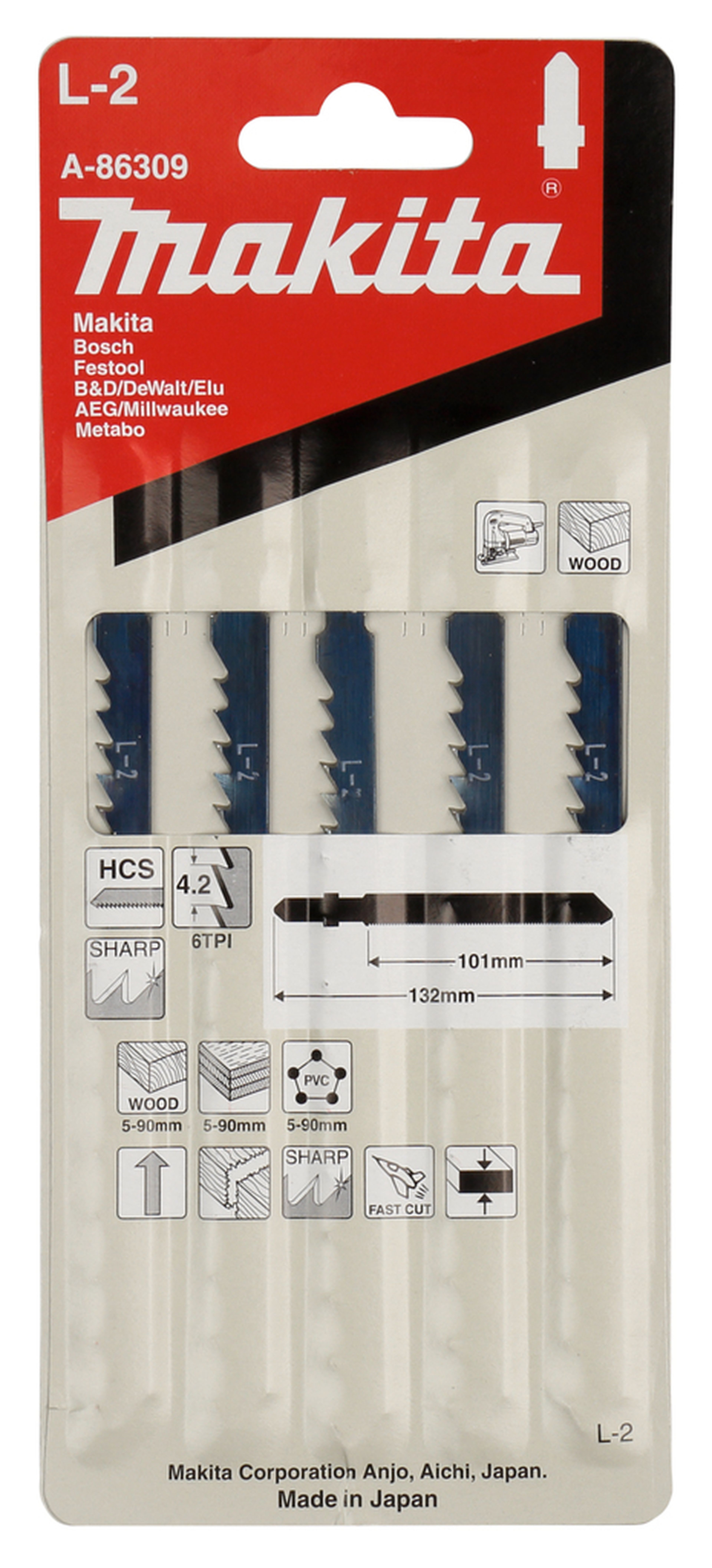 Makita Stichsägeblatt Holz und Kunststoff L2 A-86309 Image 2