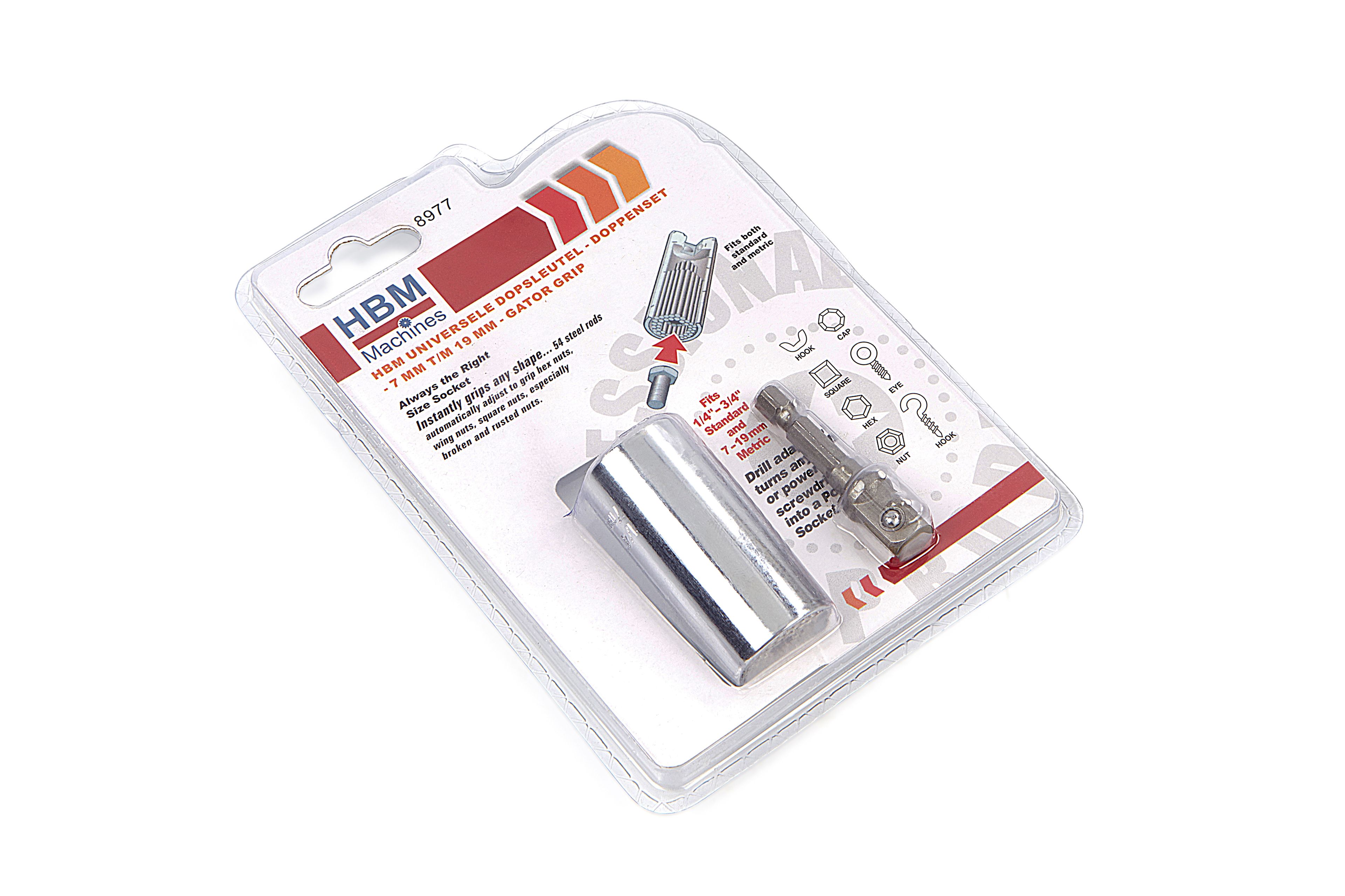 HBM Universal-Steckschlüssel - Steckschlüssel-Satz - 7 mm bis 19 mm - Gator Grip Image 4