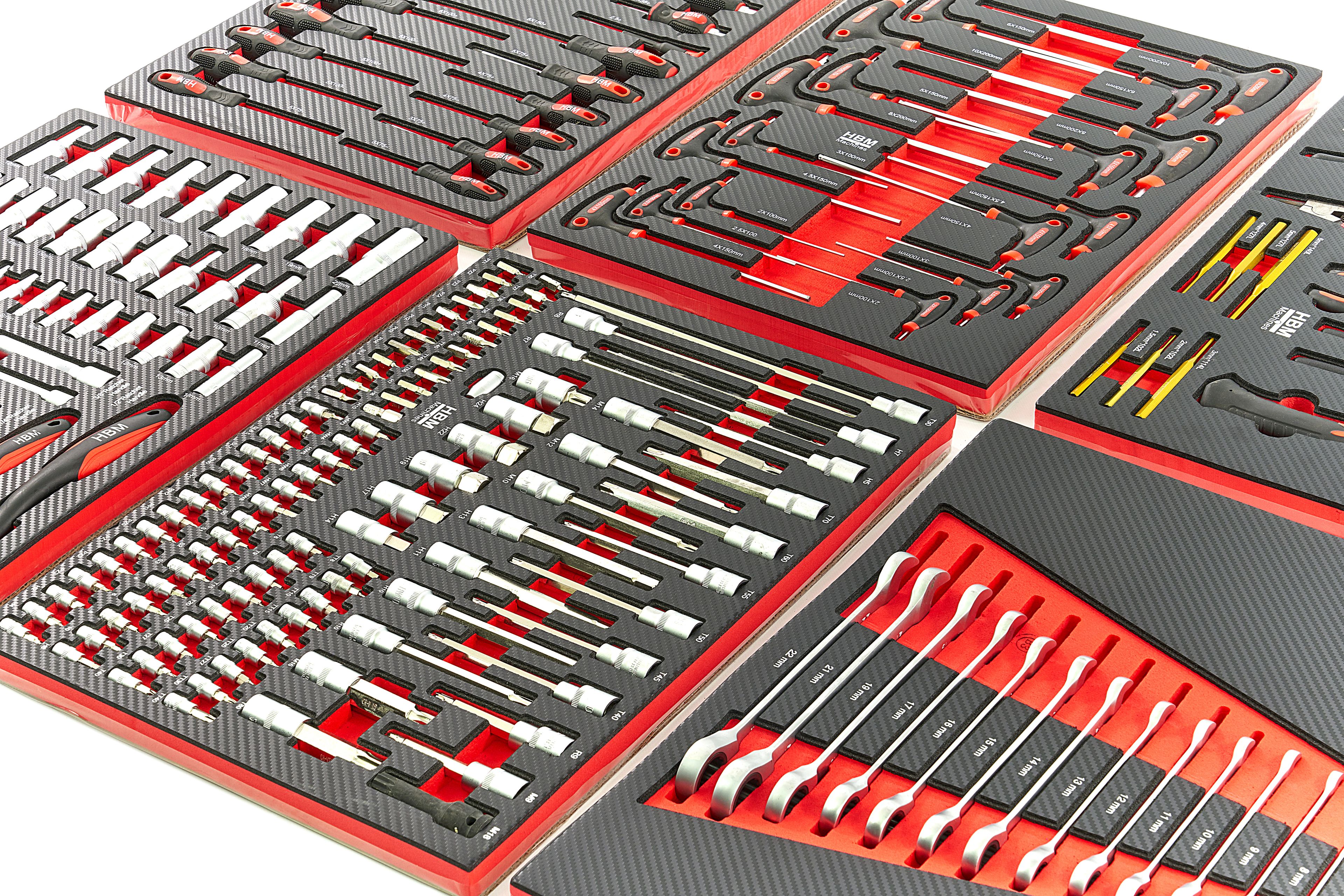 Recharge d'outils haut de gamme de 245 pièces pour chariot à outils HBM (rouge) Image 3