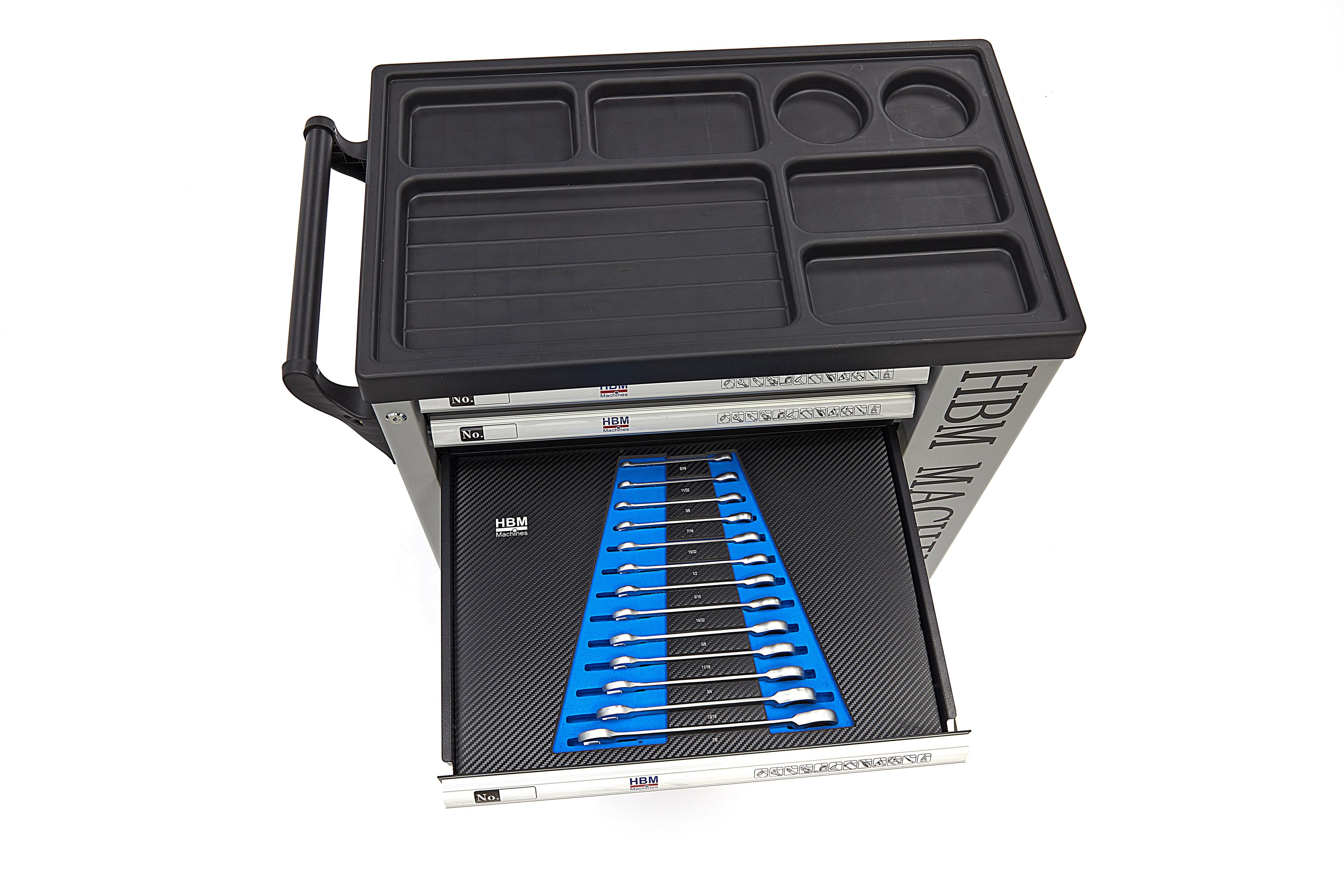 HBM gevulde gereedschapswagen 245-delig inch-maten, zwart Image 14
