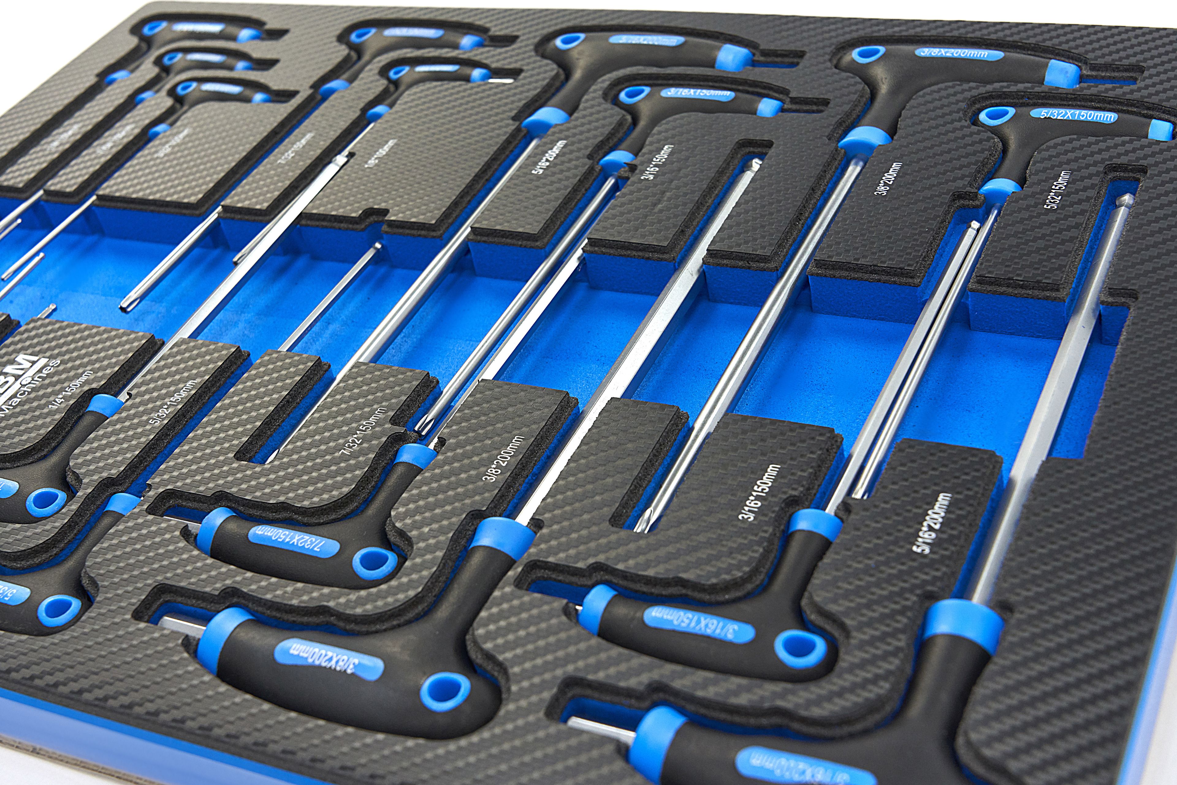 HBM 18 Delige T-Grepen INCH Maten Carbon Foam inlay voor Gereedschapswagen Image 4