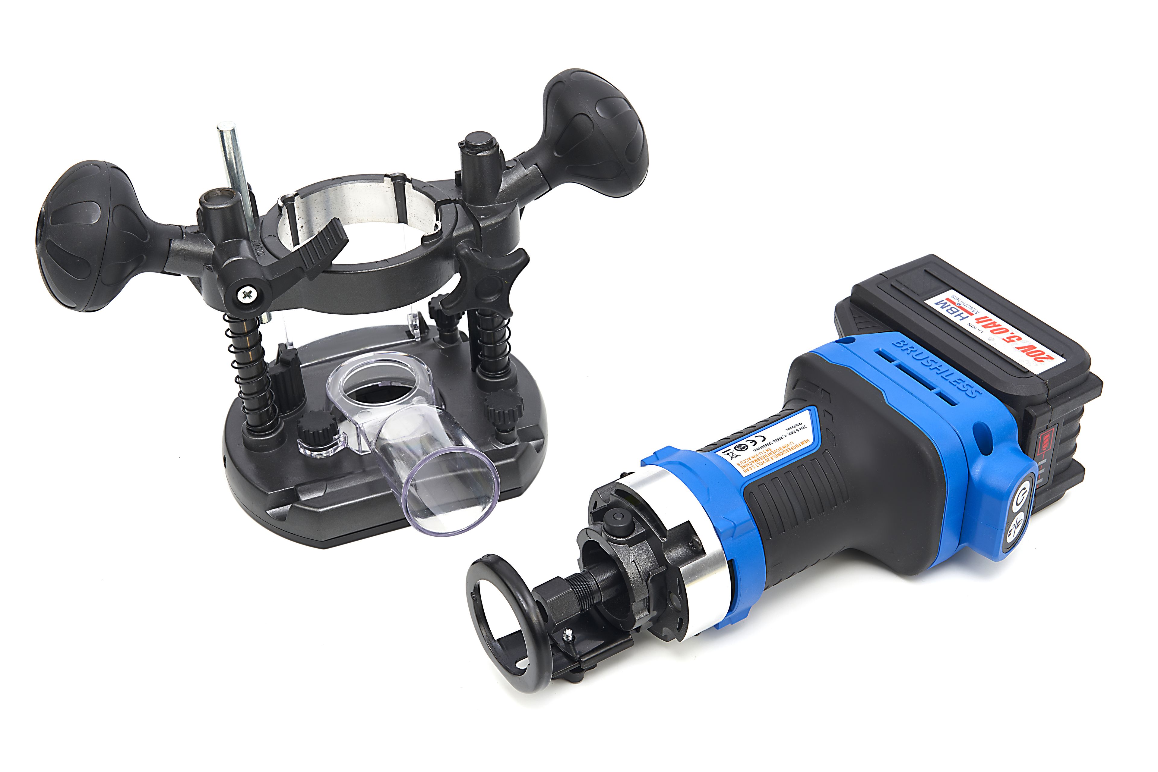 Fresatrice Professionale HBM da 20 Volt 5,0 AH Li-ion e 2 Batterie Li-ion Image 12