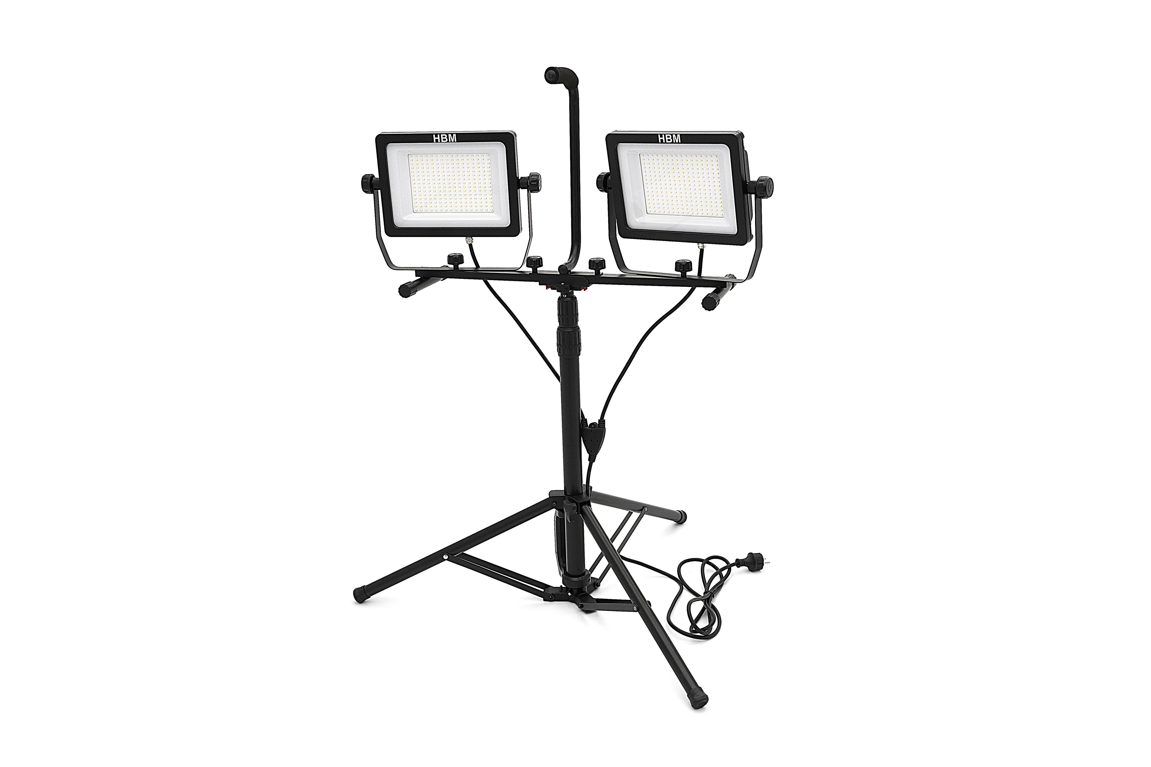 Faro LED Professionale HBM a Doppia Testa 2 x 150 Watt – 2 x 15.000 Lumen con Treppiede Image 4