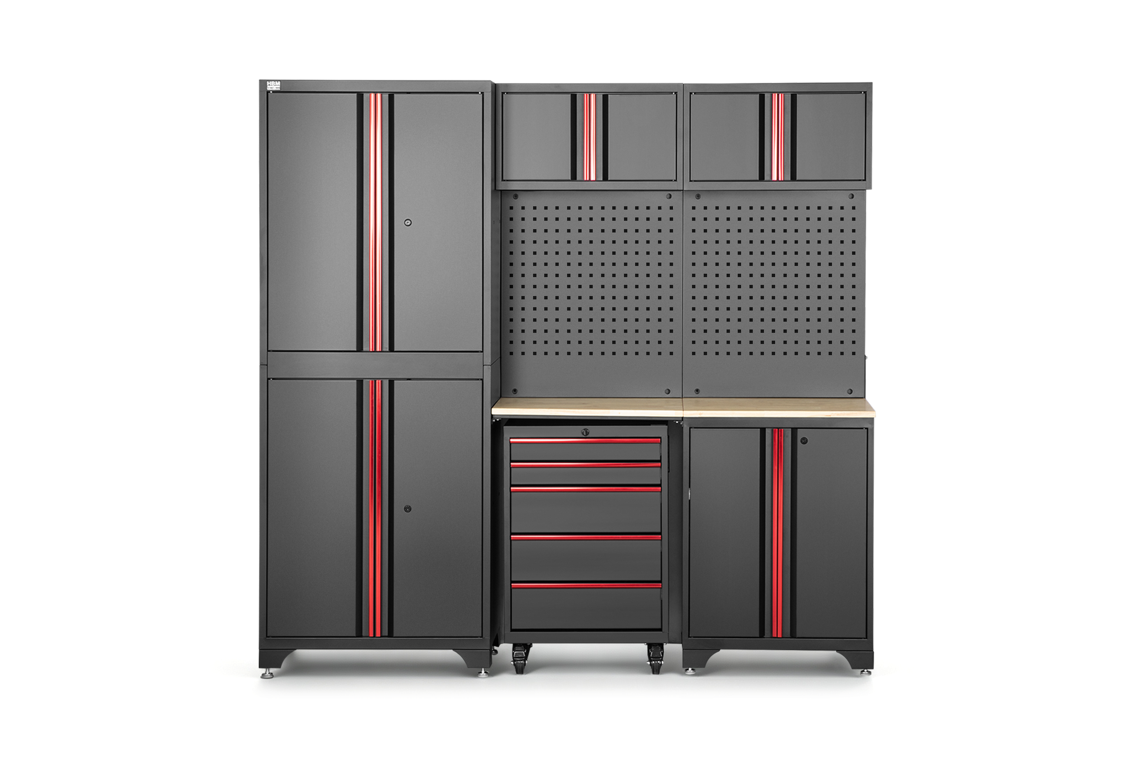 HBM modulair werkplaatssysteem 6-delig, zwart rood, model A Image 2