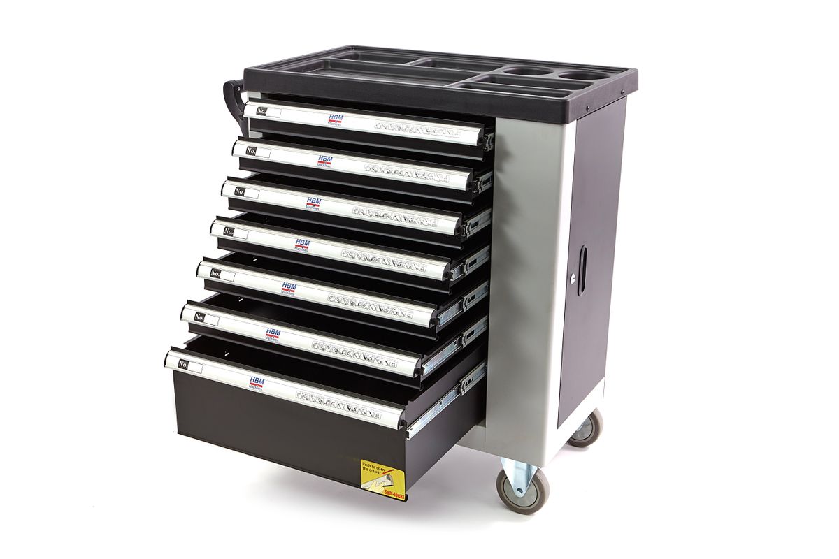 HBM Carro de herramientas de lujo con 7 cajones - 77 cm - gris