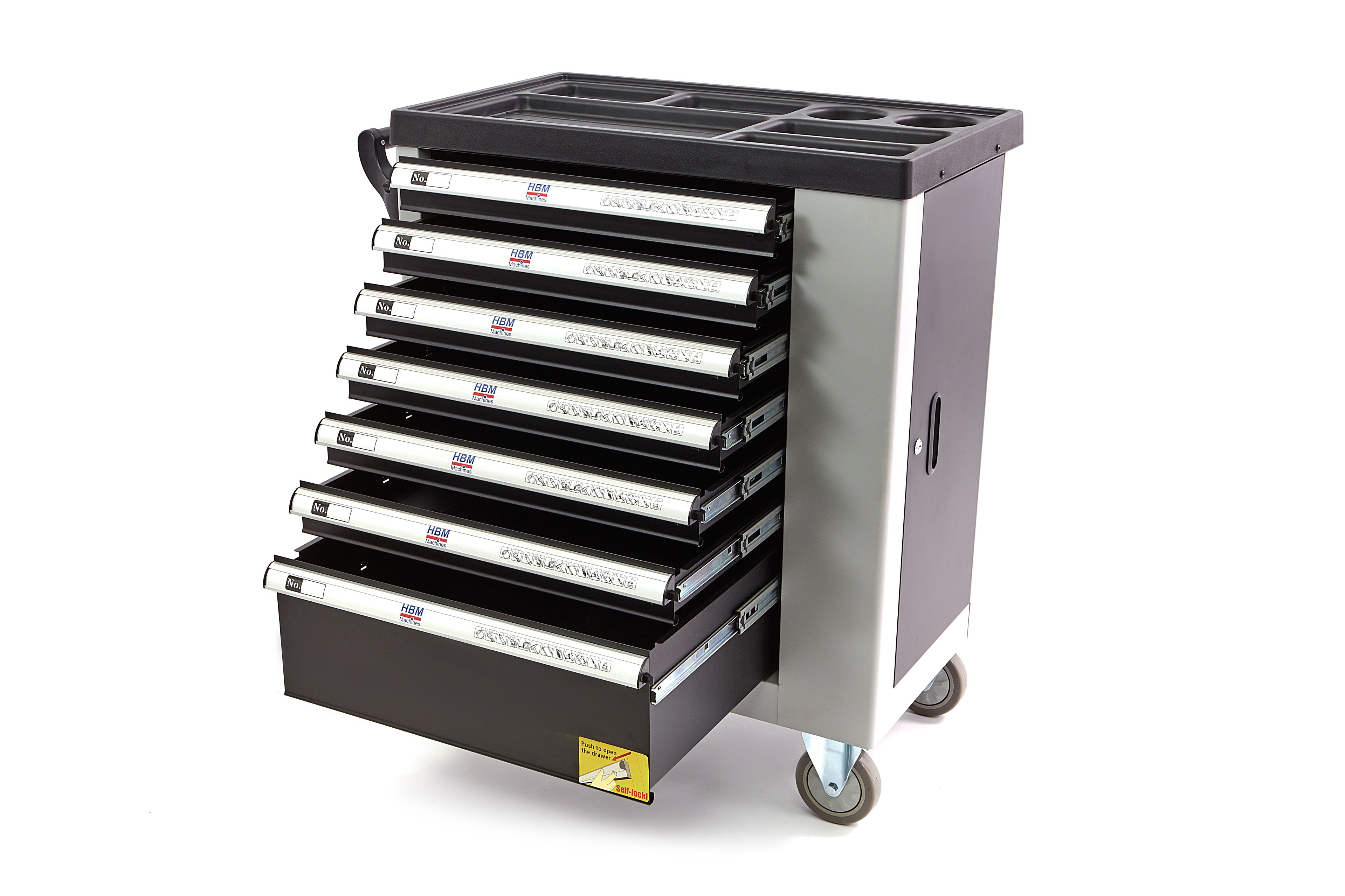 HBM Luxe gereedschapswagen met 7 laden - 77 cm - grijs