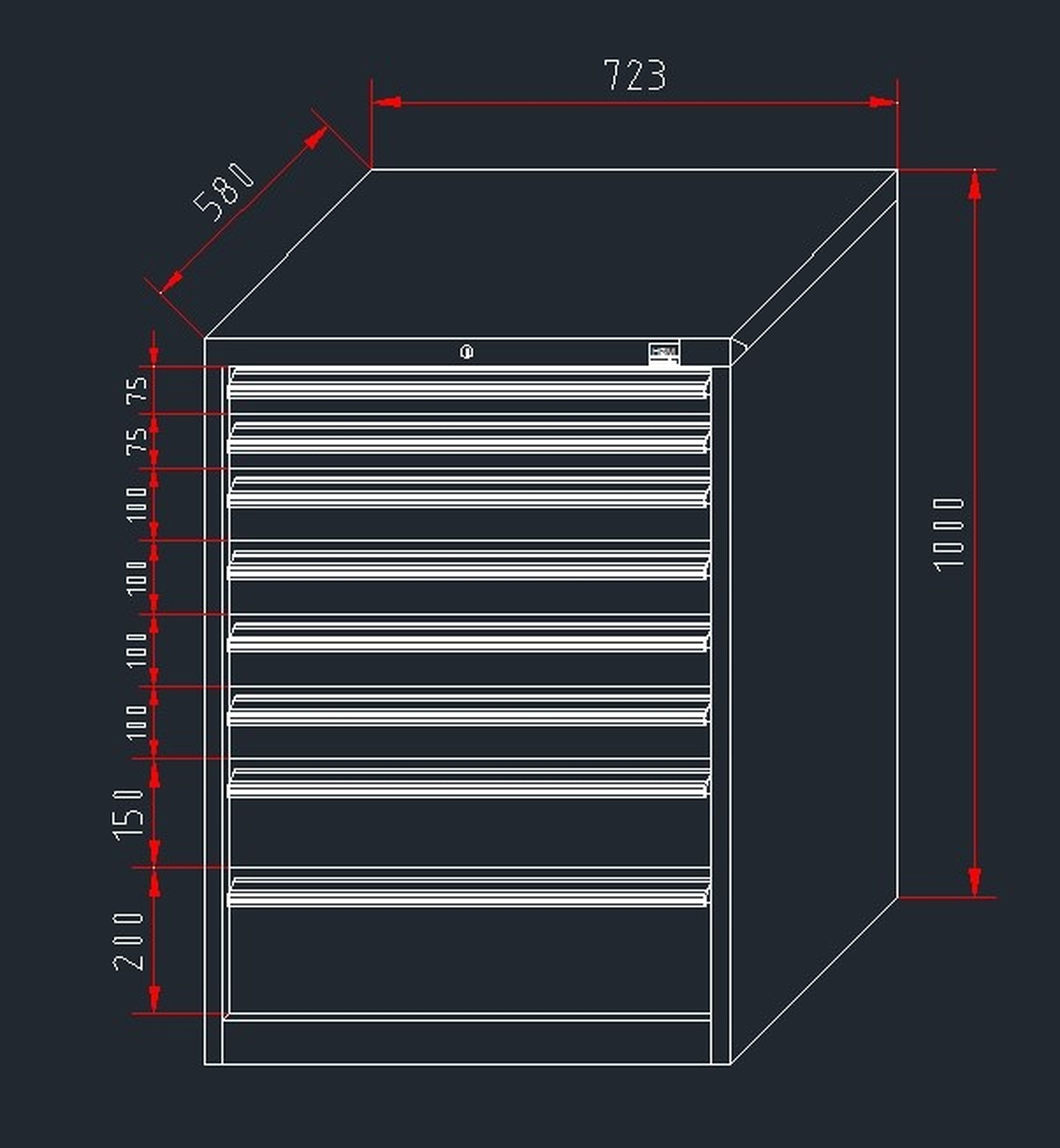 HBM Armoire à outils à 8 tiroirs 72 x 58 x 100 cm noire Image 24