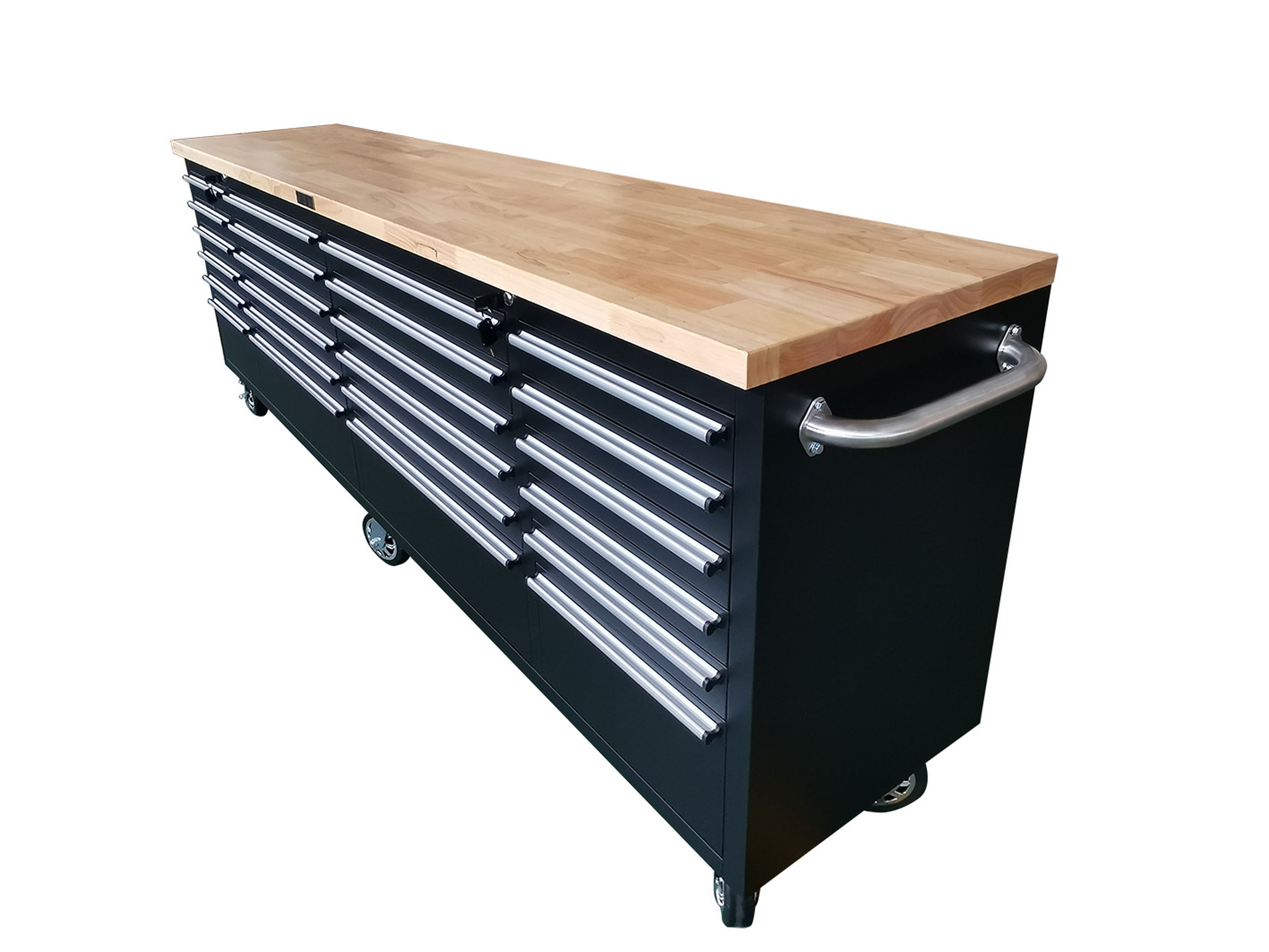 HBM Werkzeugwagen mit Holzarbeitsplatte, 258 cm, schwarz Image 3