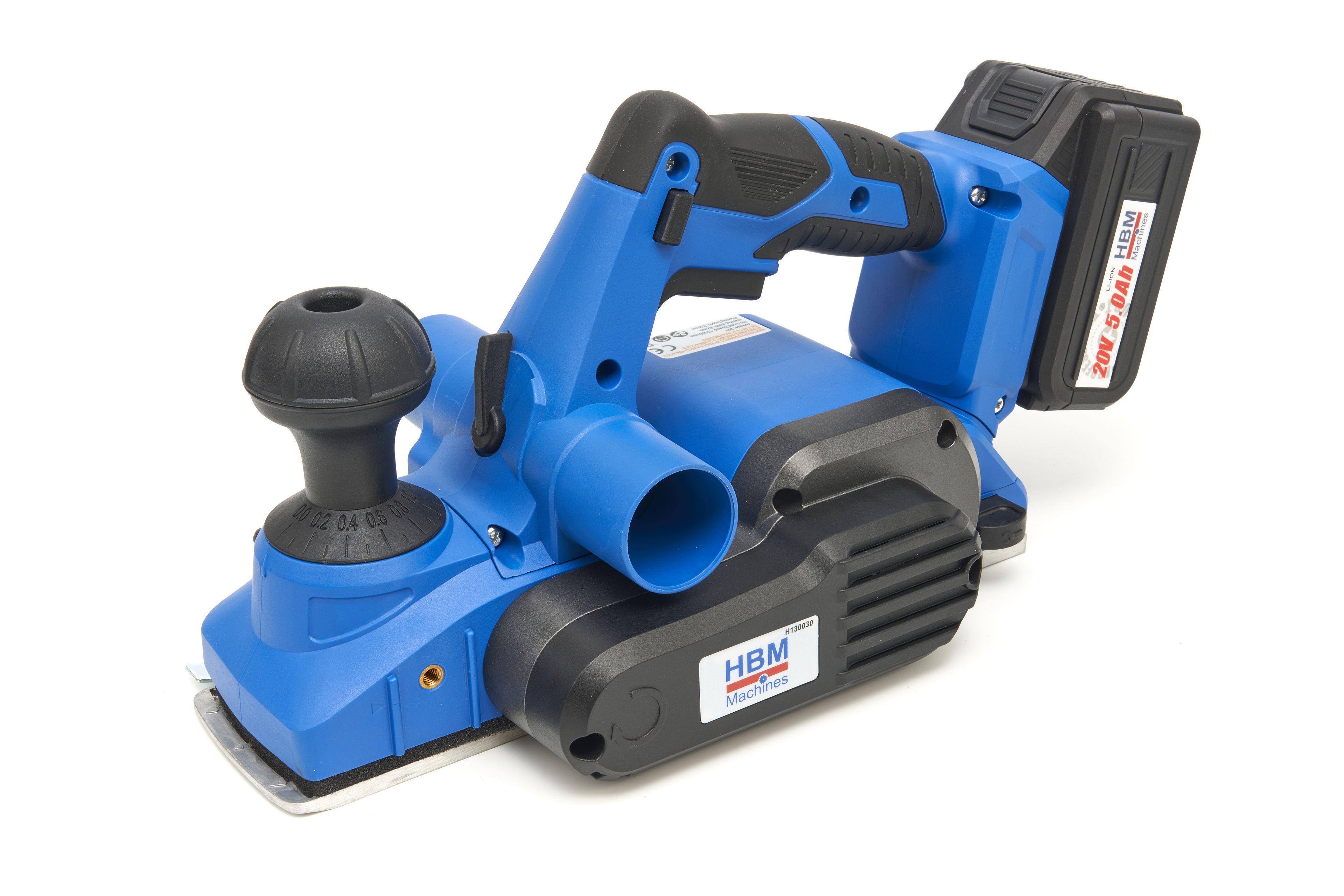 Pialla professionale HBM 20 Volt 5,0 AH Li-ion con 2 Batterie Li-ion e 2 Set di coltelli per pialla