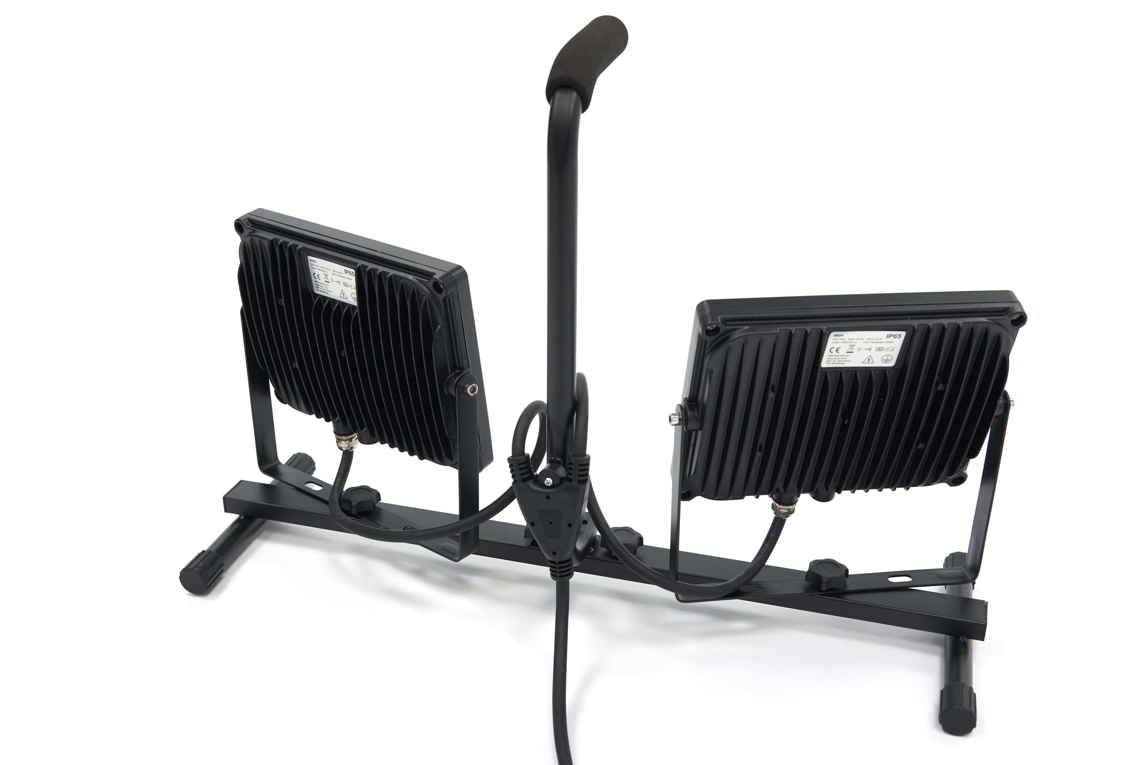 Lámpara de construcción LED doble HBM 2 x 50 vatios – 2 x 4000 lúmenes con trípode Image 5