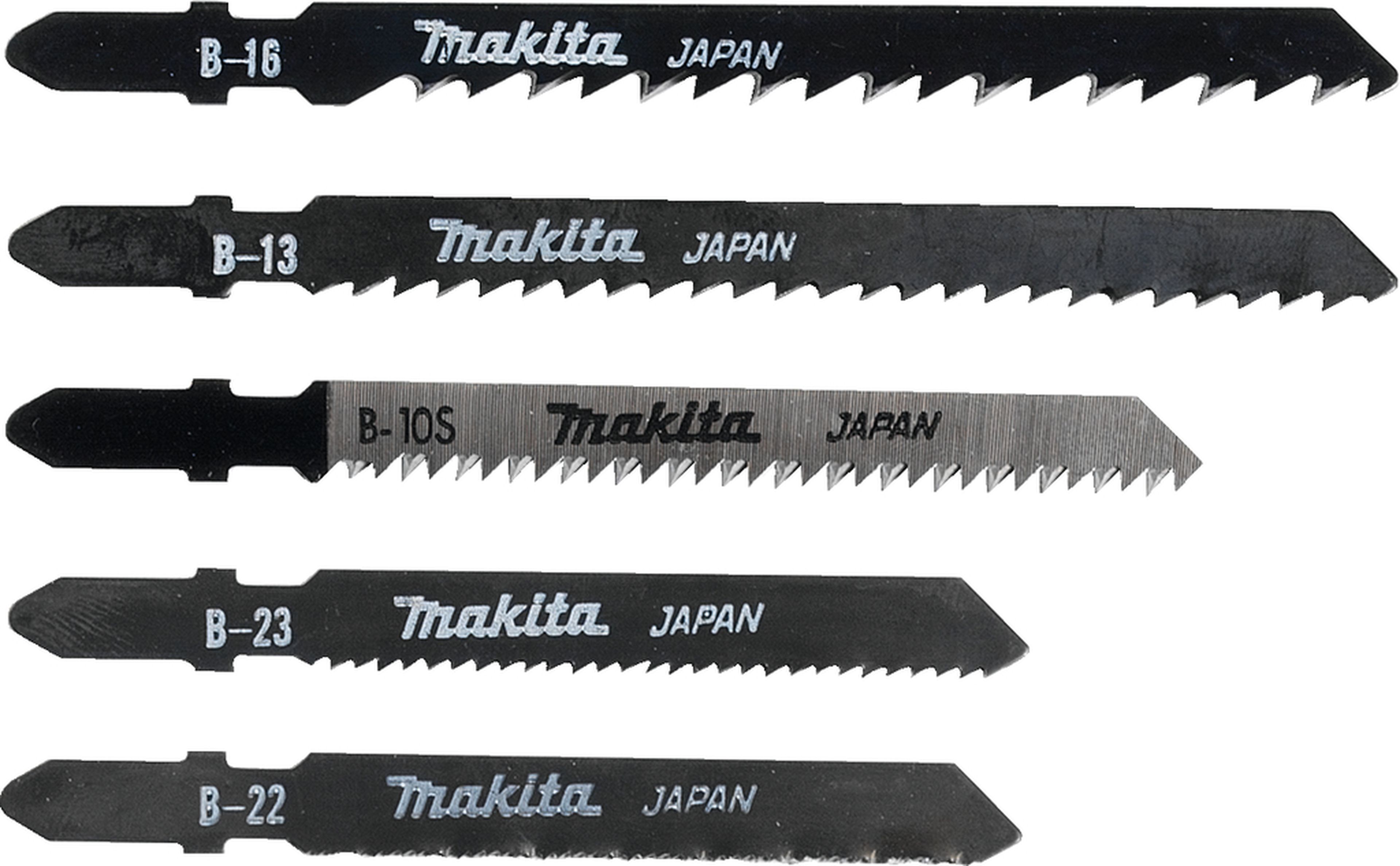 Ensemble de 5 lames de scie sauteuse Makita pour bois, métal et plastique