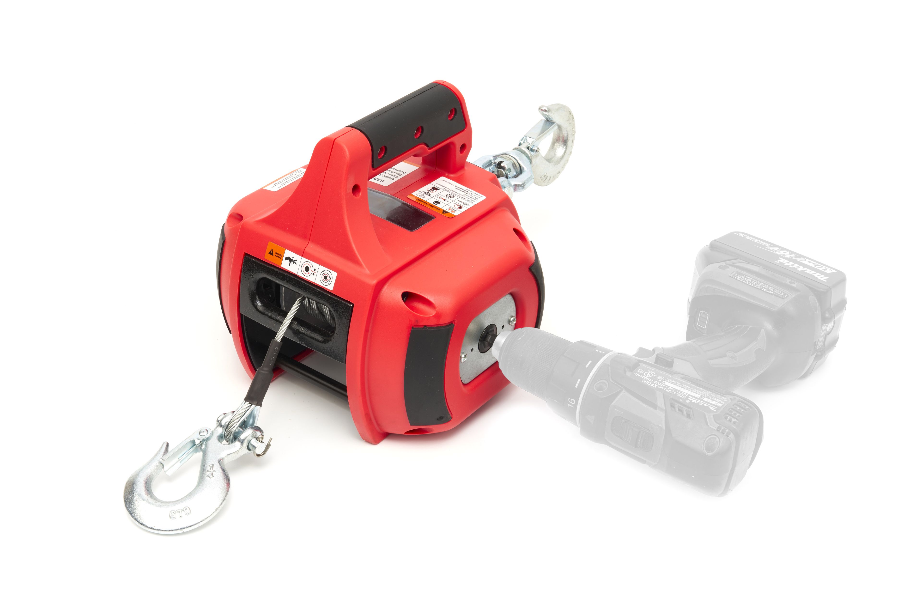 HBM draagbare lier en trektakel, boormachine aangedreven, 225 kg, rood Image 3