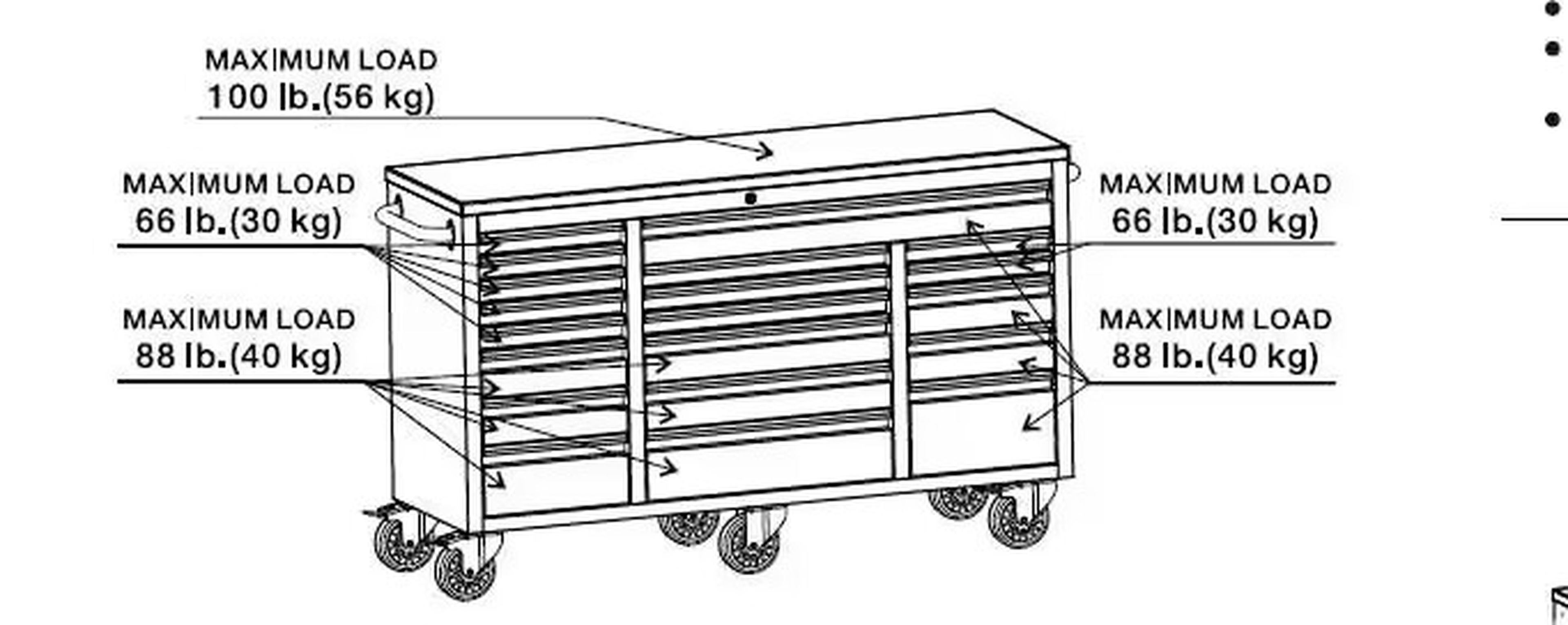 HBM mobiler Werkzeugwagen mit Holzarbeitsplatte, 146 cm, schwarz Image 6