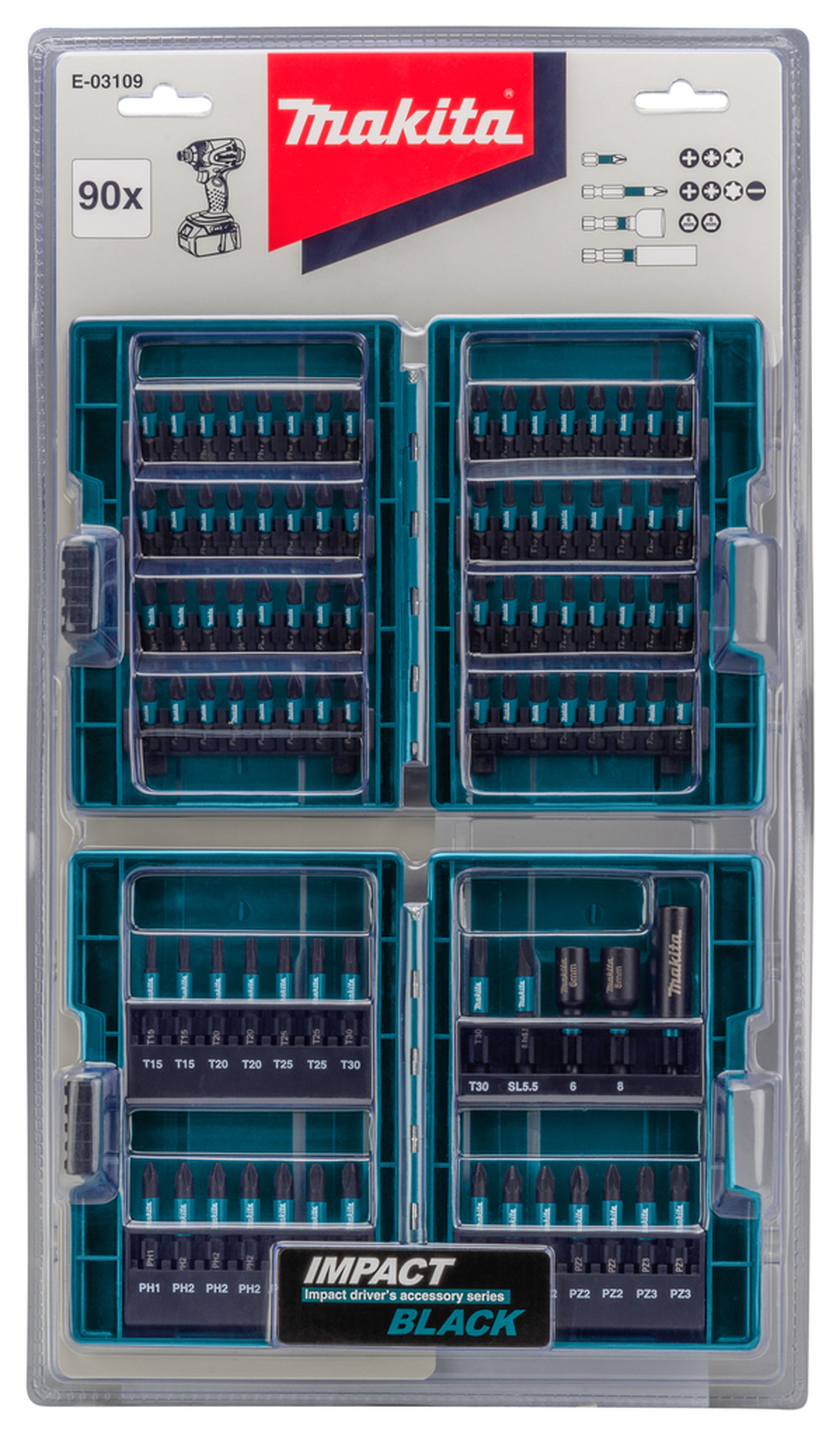Makita Kit de tournevis à chocs noir 90 pièces Image 5