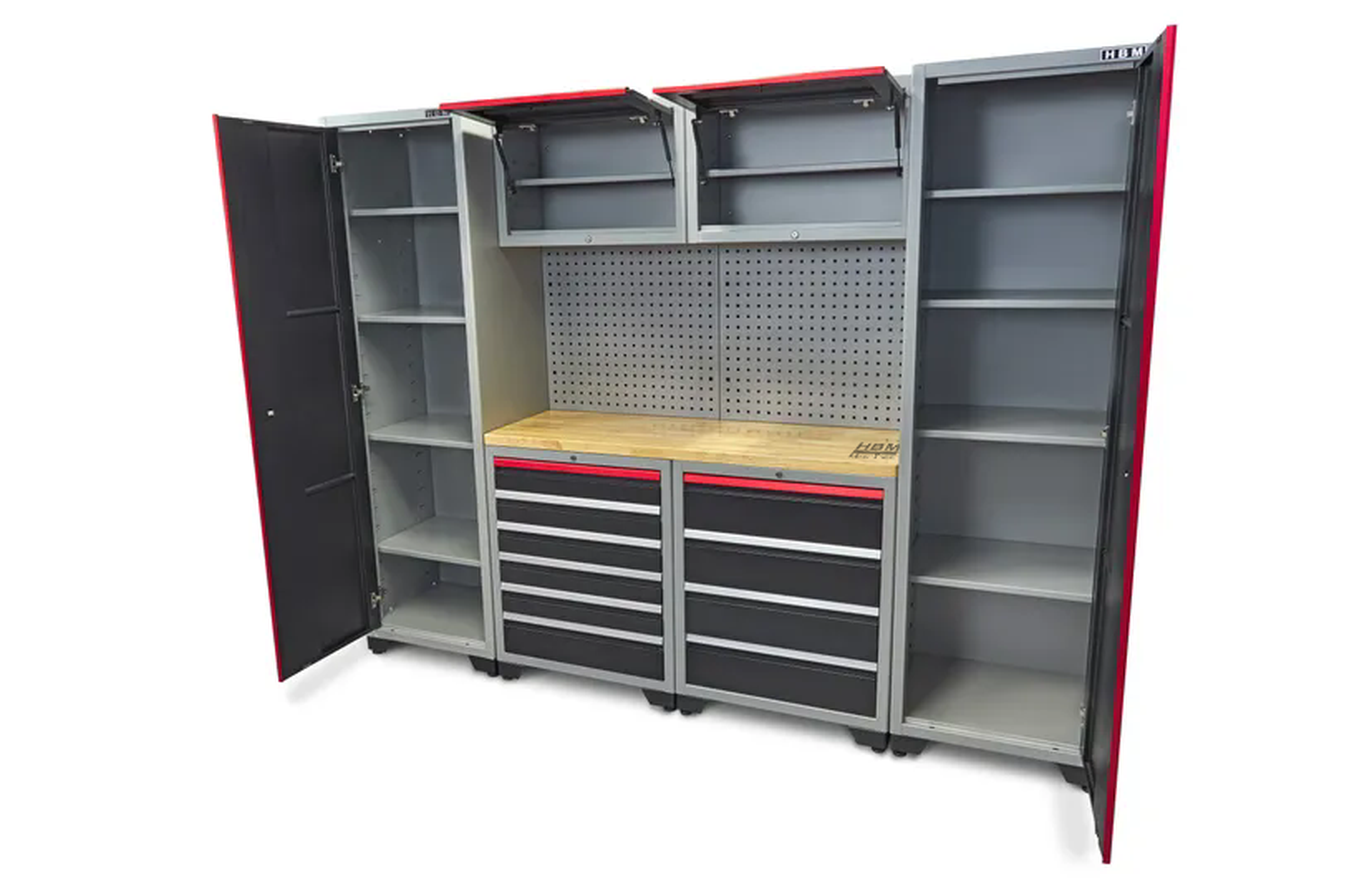 HBM professional deluxe modulair werkplaatssysteem, 9-delig, zwart rood Image 8