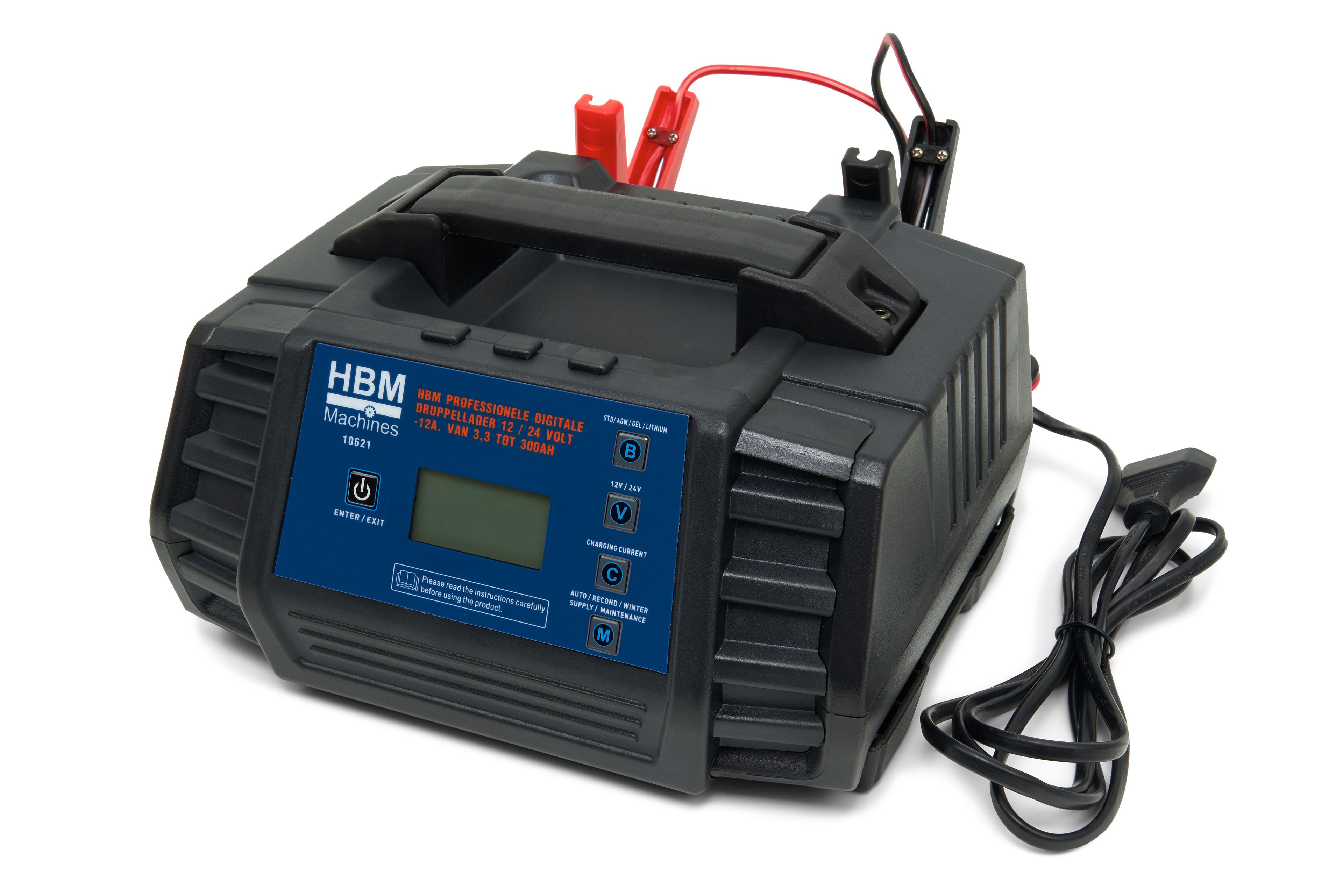Caricabatterie digitale HBM 12 / 24 Volt – 12A. Da 3,3 a 300AH
