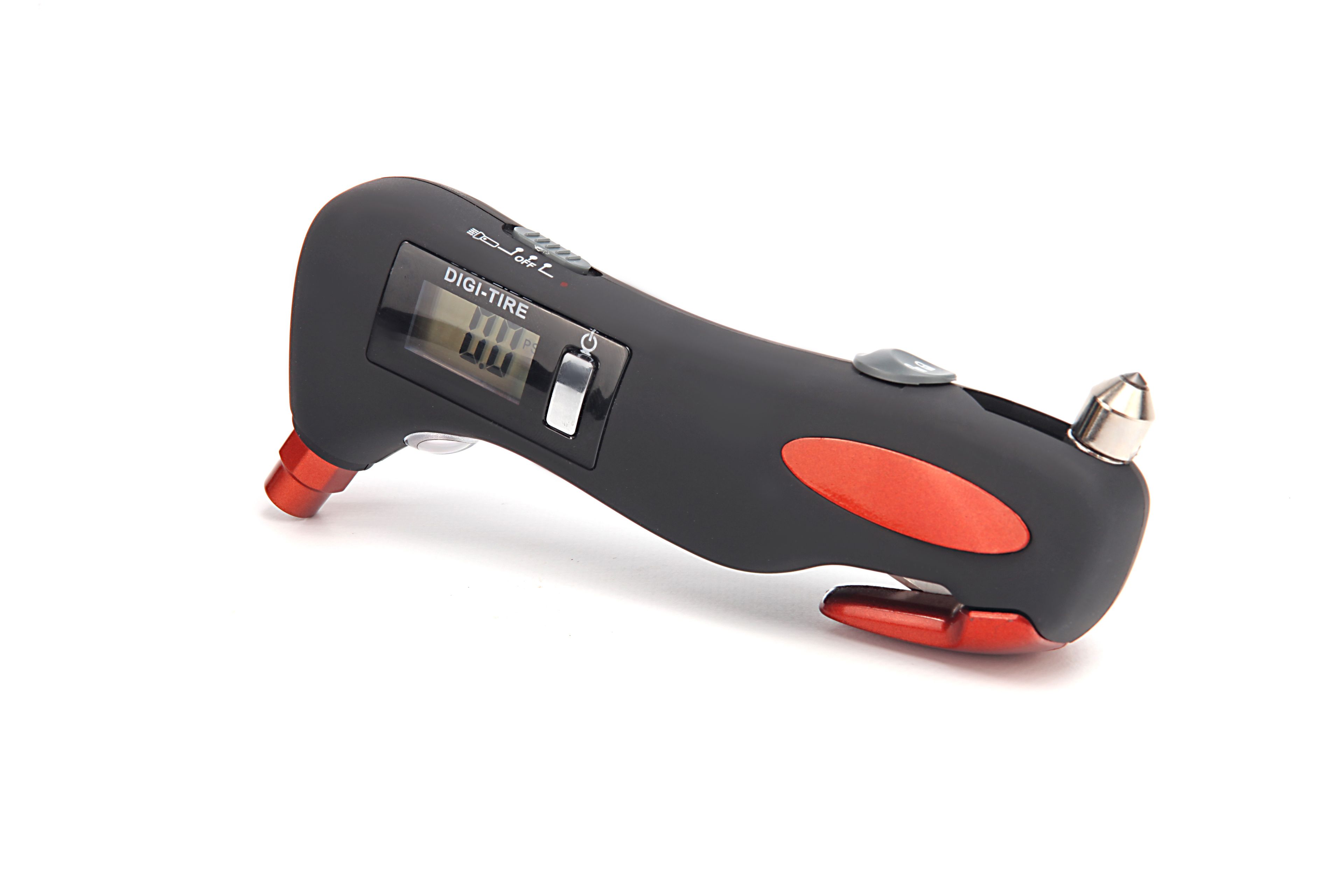 Medidor digital de presión de neumáticos HBM, martillo de seguridad, cortador de cinturones