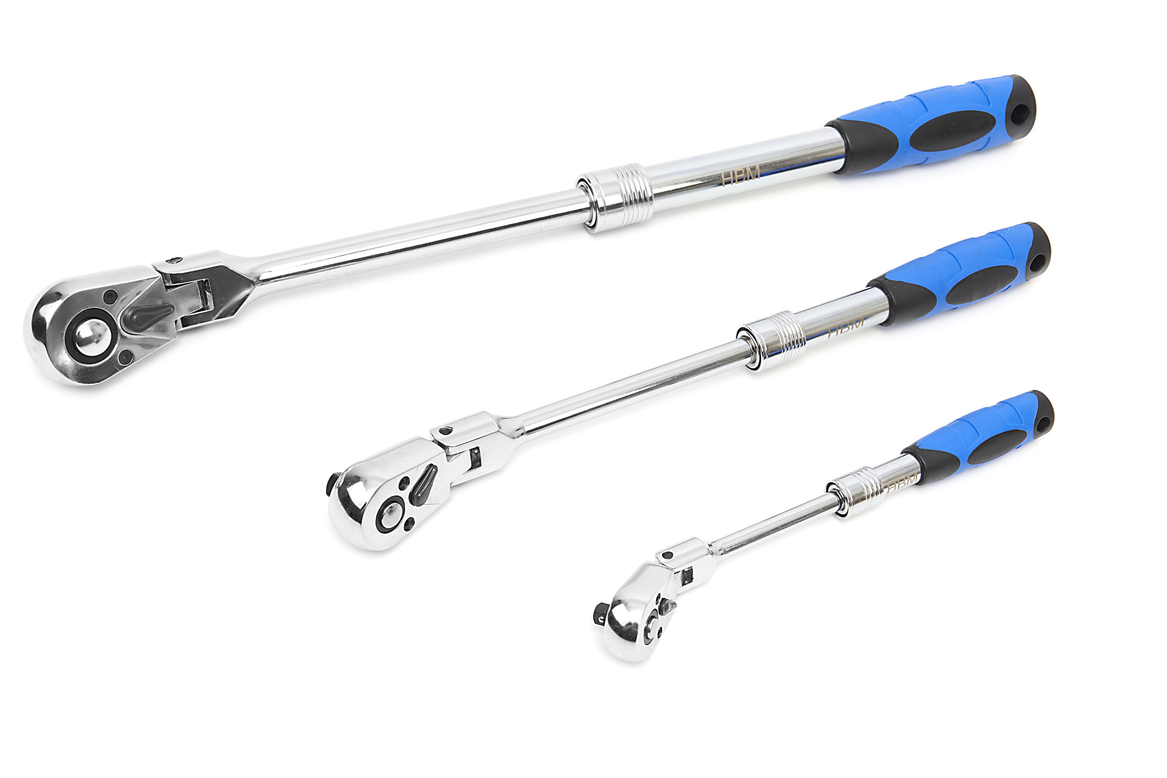 HBM 3 pièces, set de cliquets professionnels extensibles avec têtes inclinables Image 3