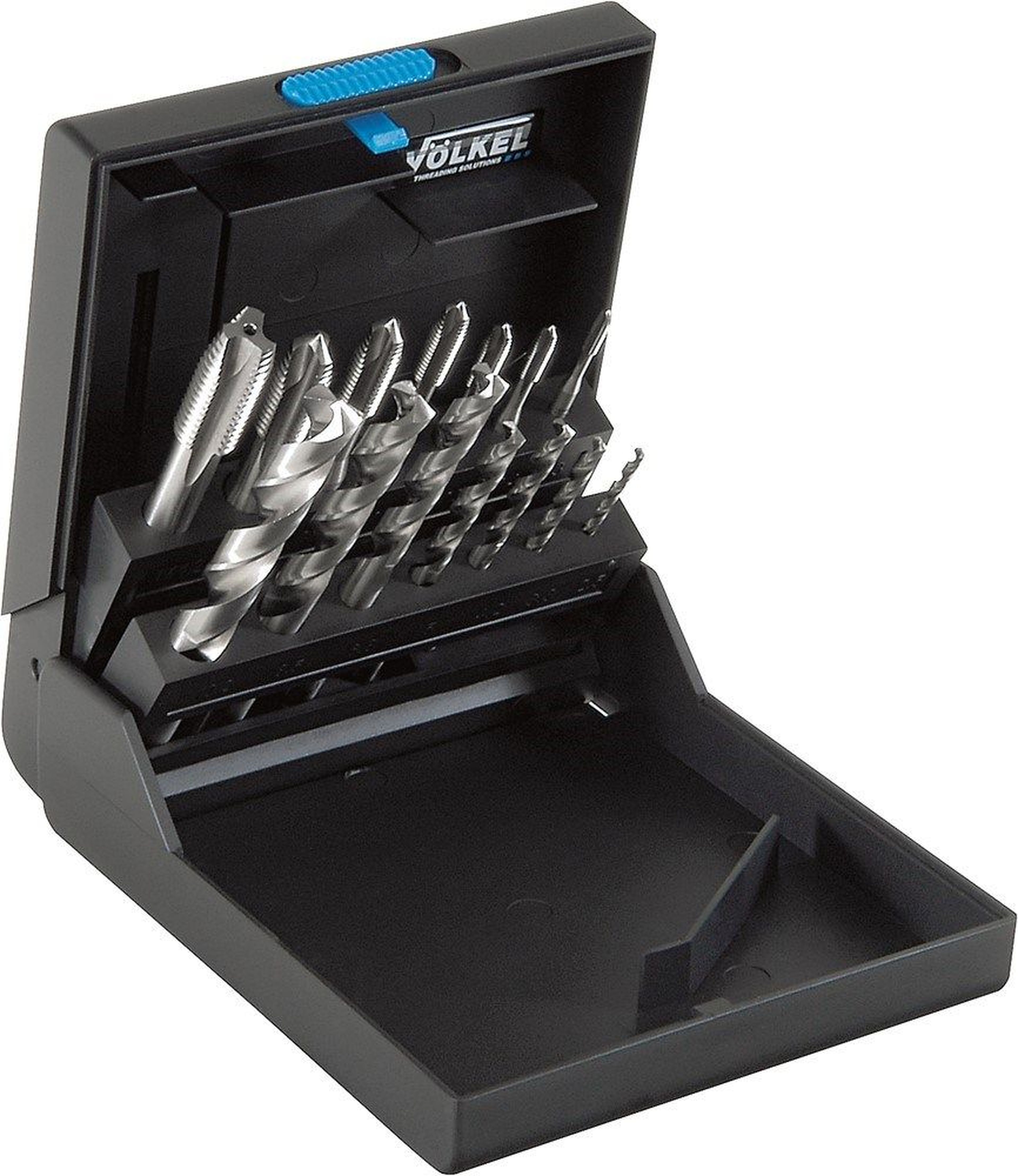 Volkel machinetapset P.K.35, met spiraalboren M 3 - 12, 14 delig