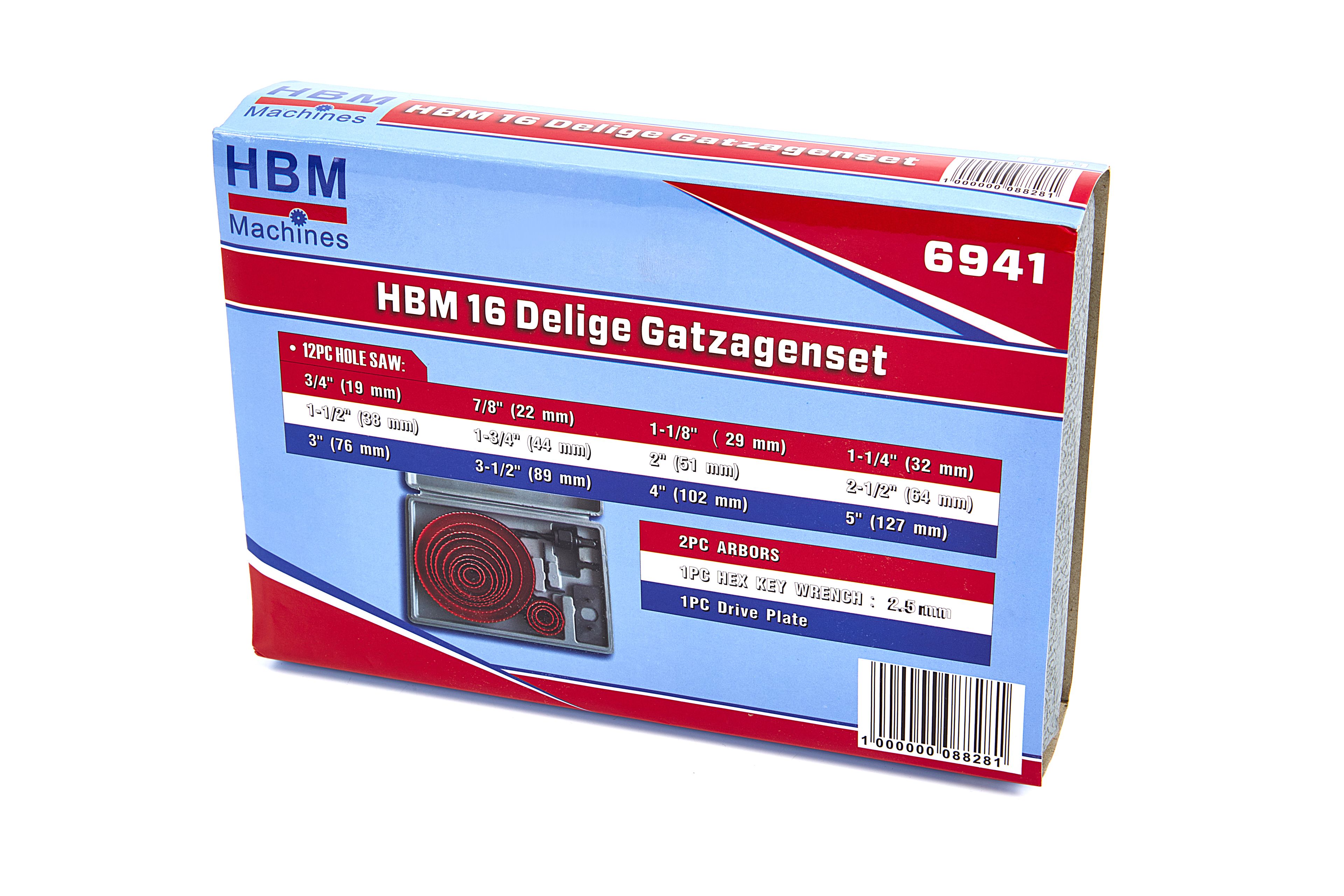 HBM 16-delige gatzagenset – 19-127mm diameter, geschikt voor hout, gips en pleisterwerk Image 7