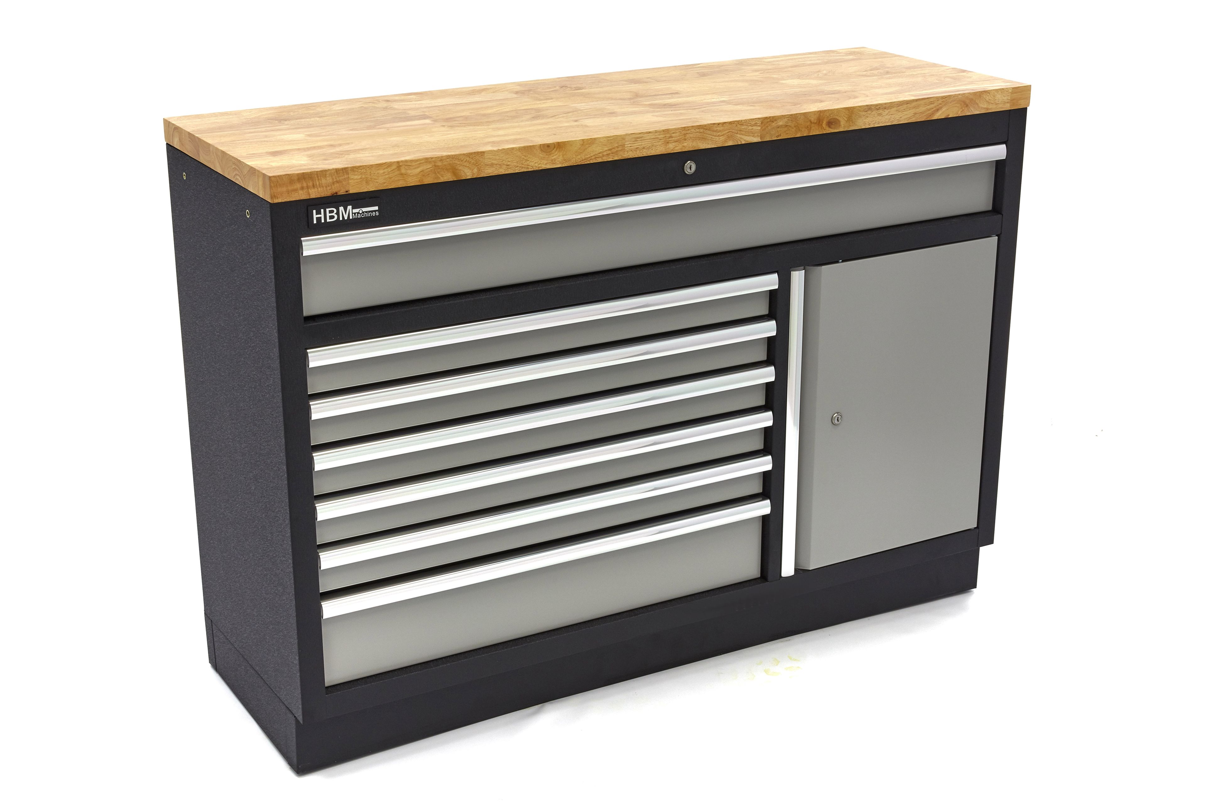 HBM 7 cassetti 132 cm. Armadio portautensili professionale, banco da lavoro con porta per attrezzatura da officina Image 3