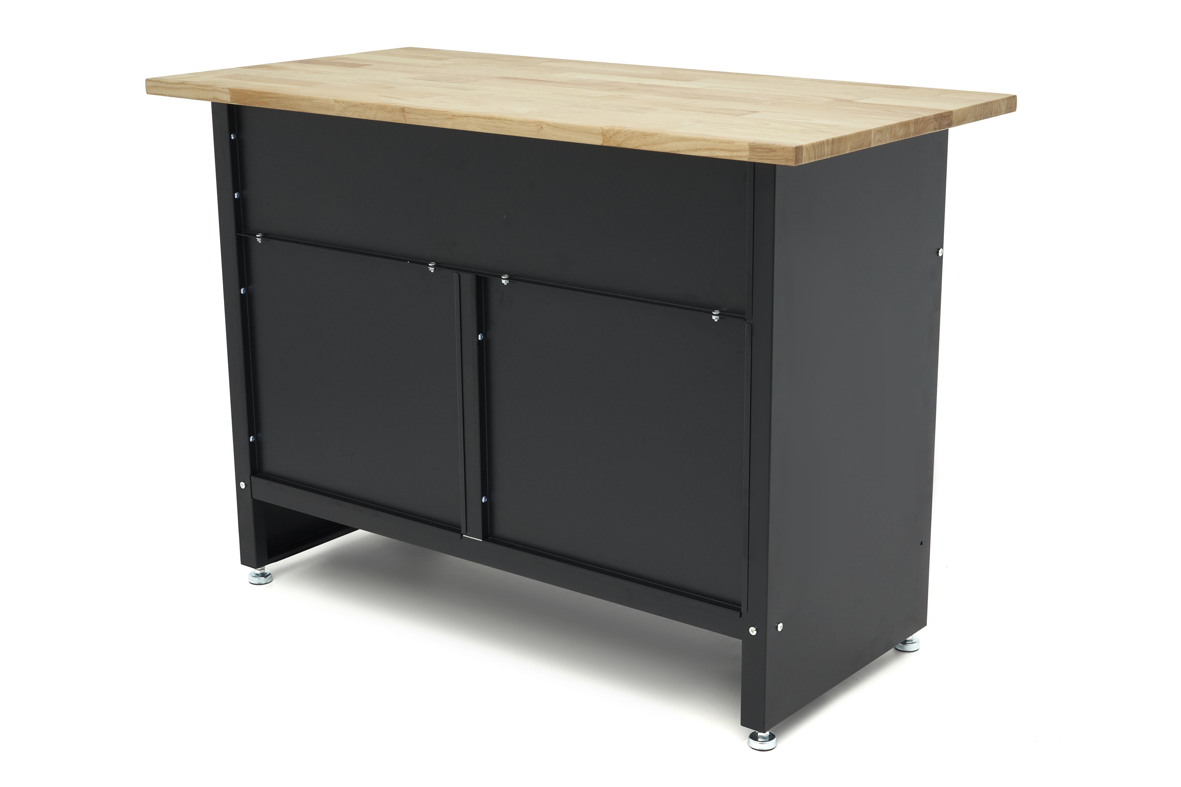 HBM Banco da lavoro da 120 cm con 4 cassetti, 1 anta e piano in legno nero Image 4