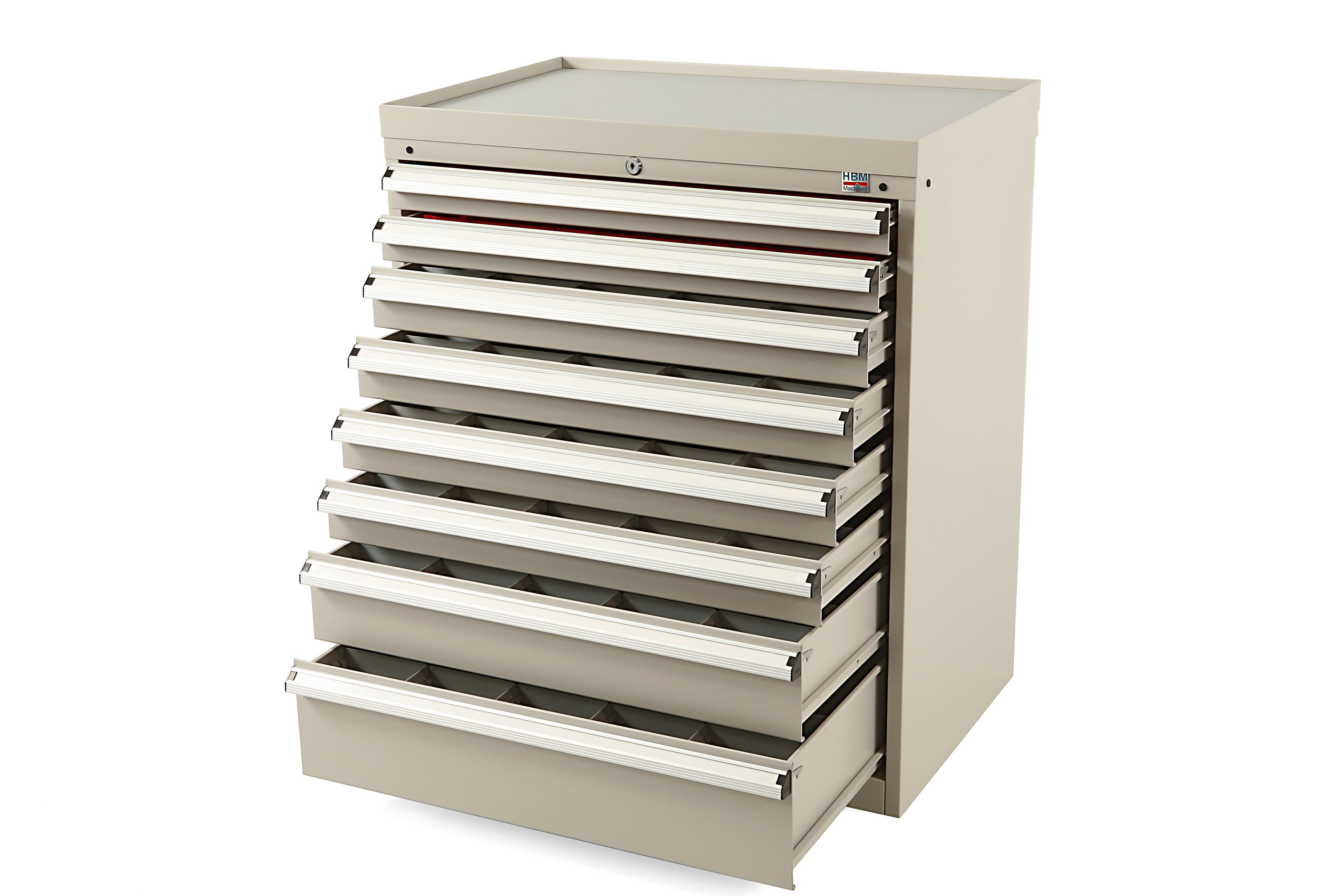 Armadio attrezzi HBM con contenitori e divisori, 8 cassetti, 88 x 58 x 105 cm beige Image 2
