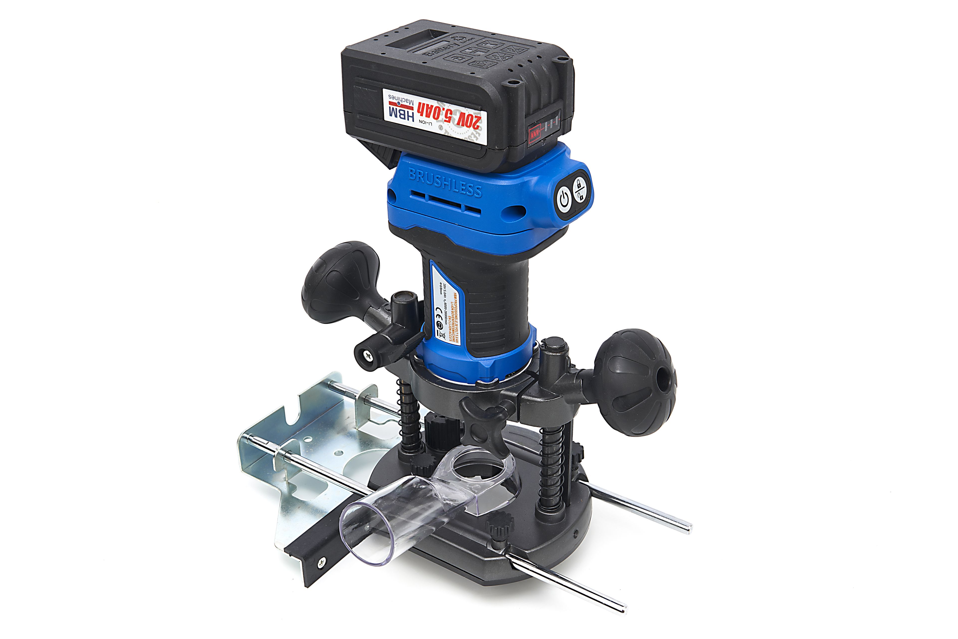 Fresatrice Professionale HBM da 20 Volt 5,0 AH Li-ion e 2 Batterie Li-ion Image 6