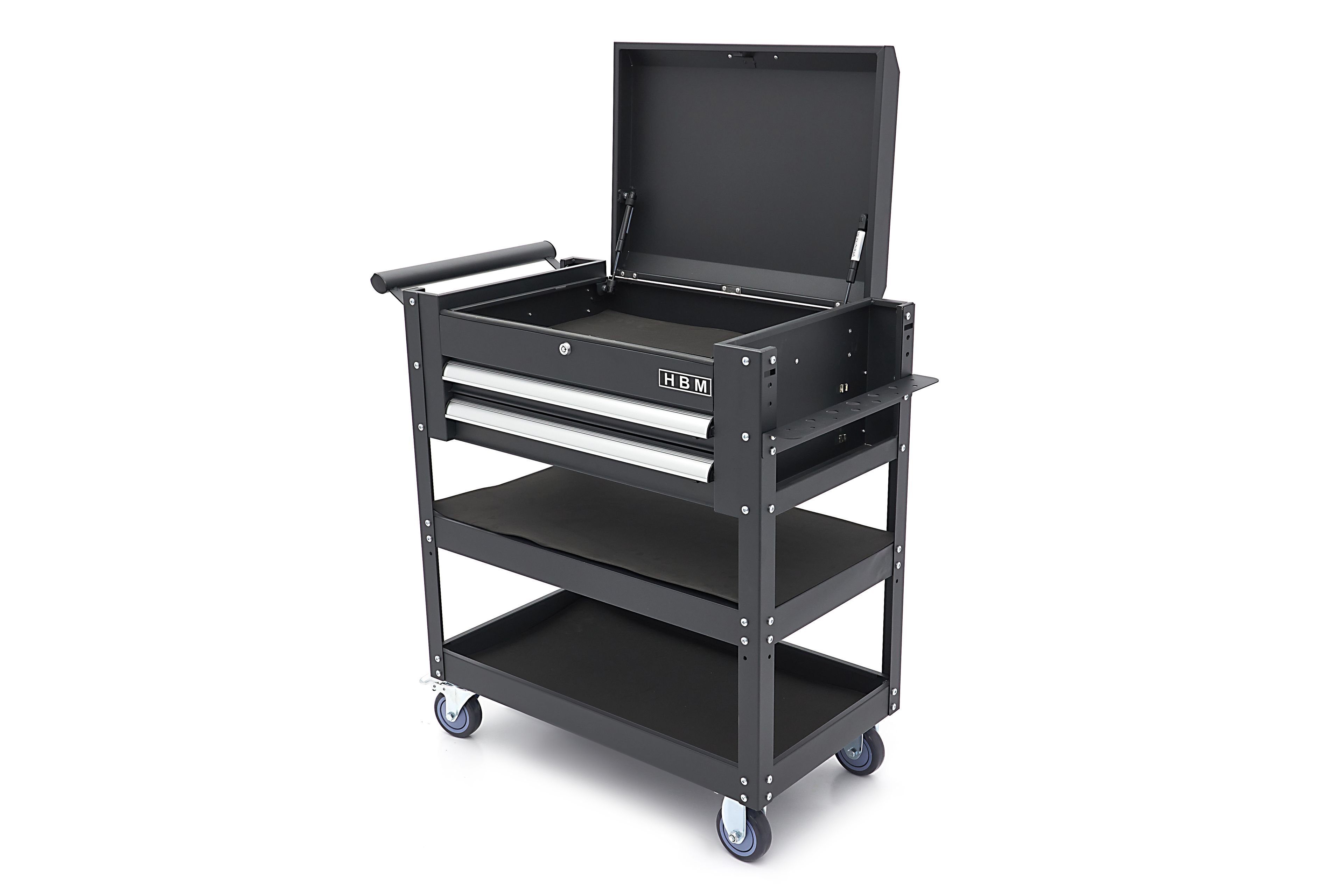 Carro de herramientas HBM con compartimento de almacenamiento, 2 cajones y 2 estantes, 90 cm Image 5
