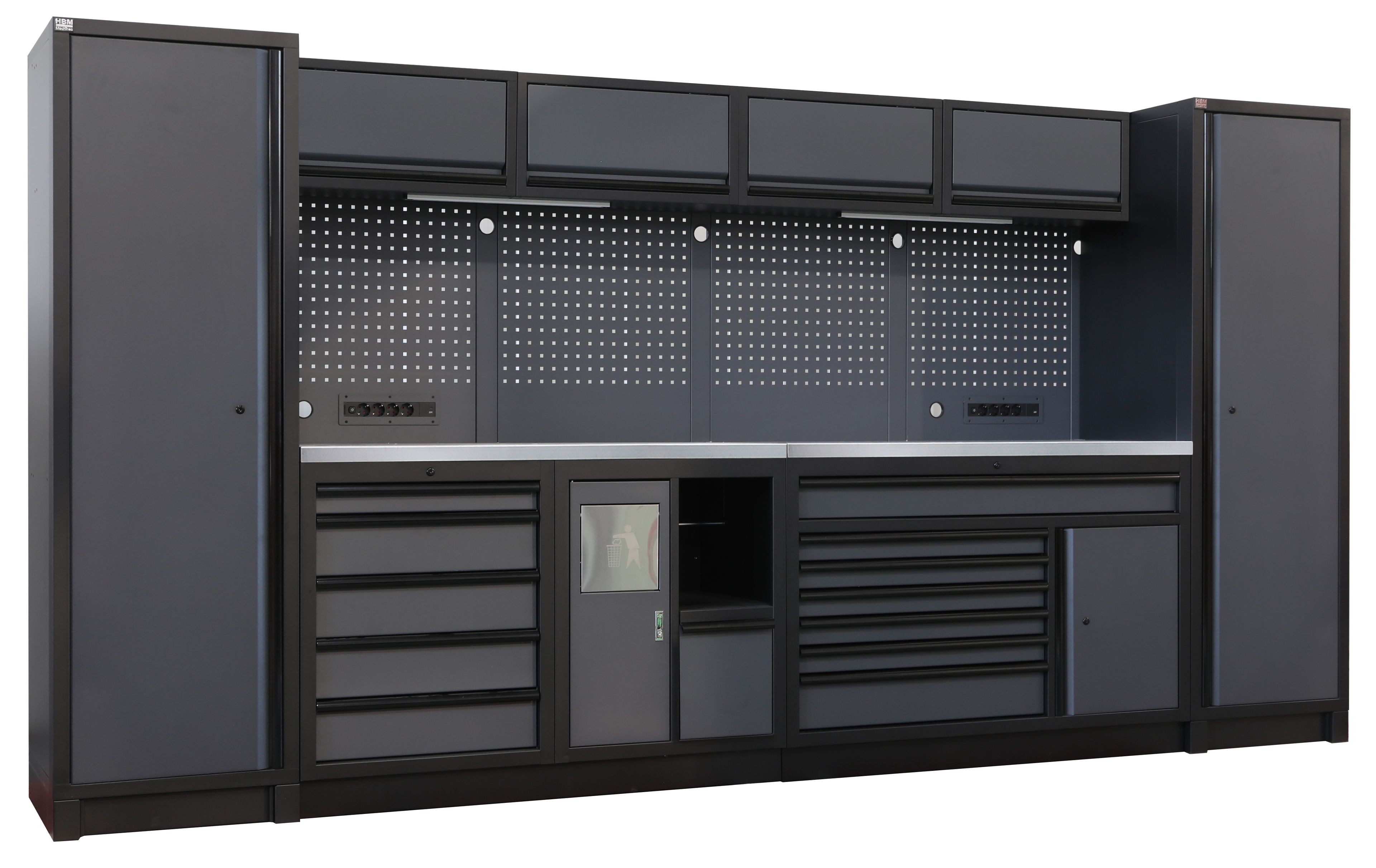 HBM sistema de taller modular extra profundo, 14 piezas, negro/gris Image 4