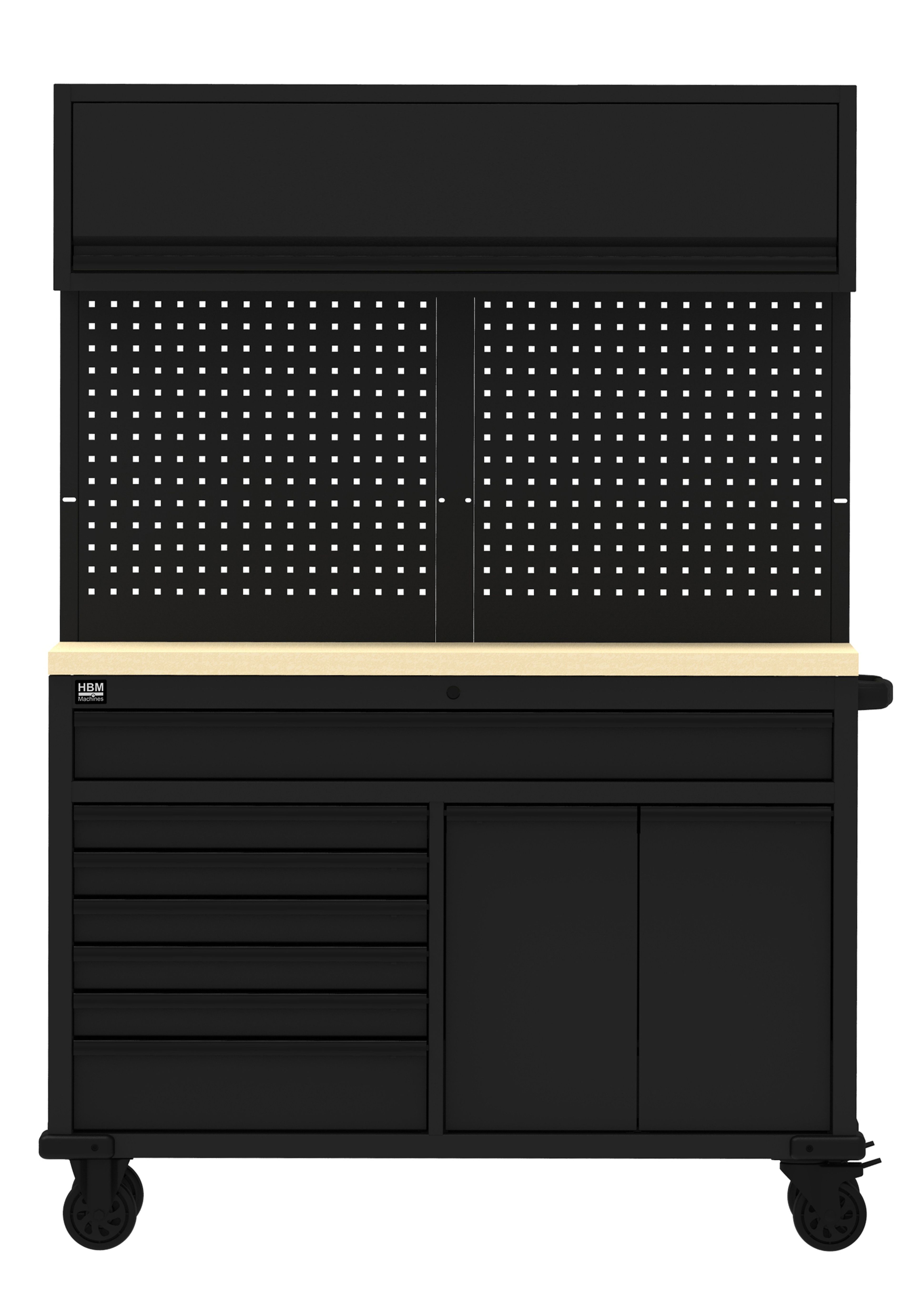 HBM verrijdbare werkbank 136 cm met 7 laden en bovenkast, zwart Image 2