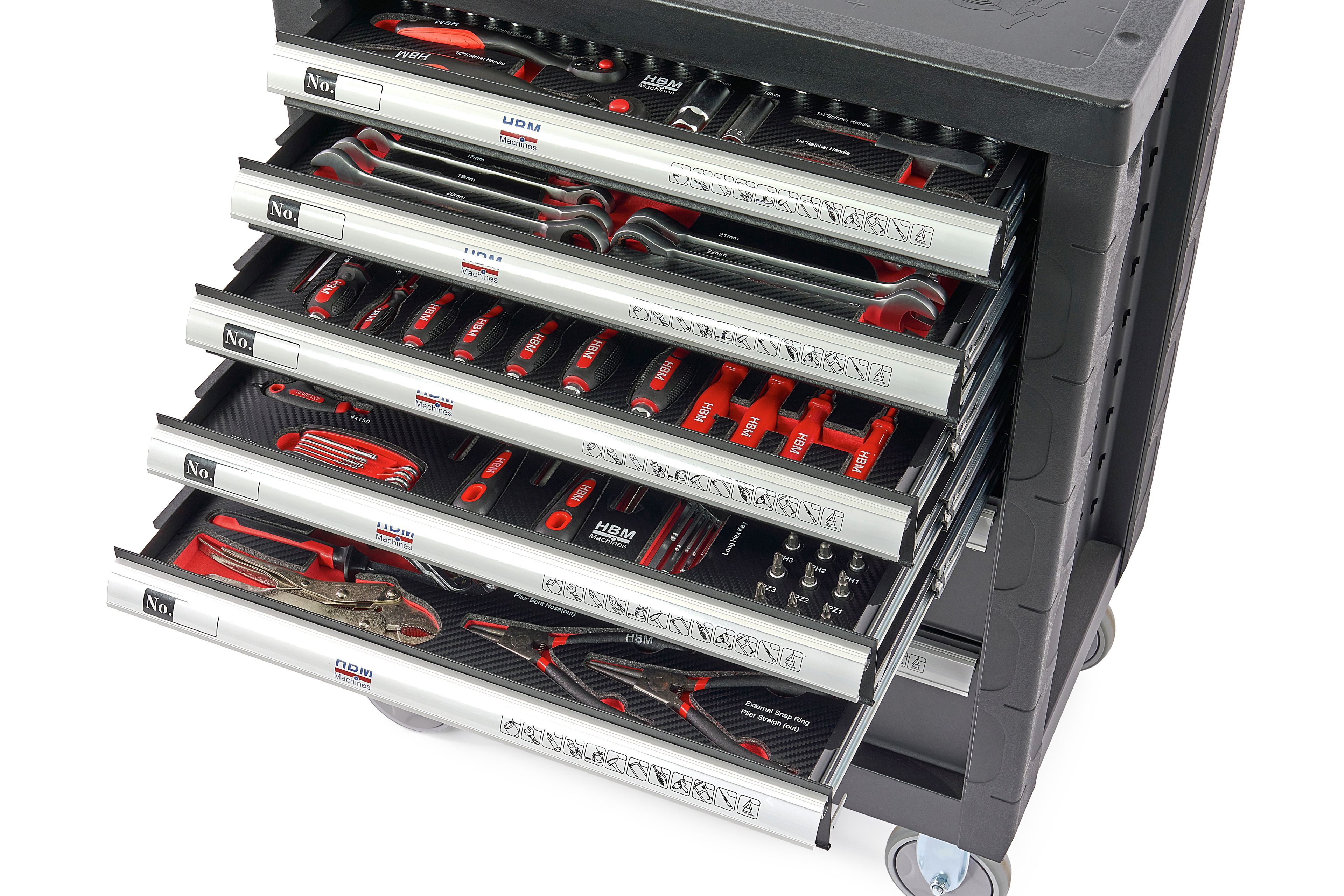 HBM carro de herramientas lleno 196 piezas, negro Image 5