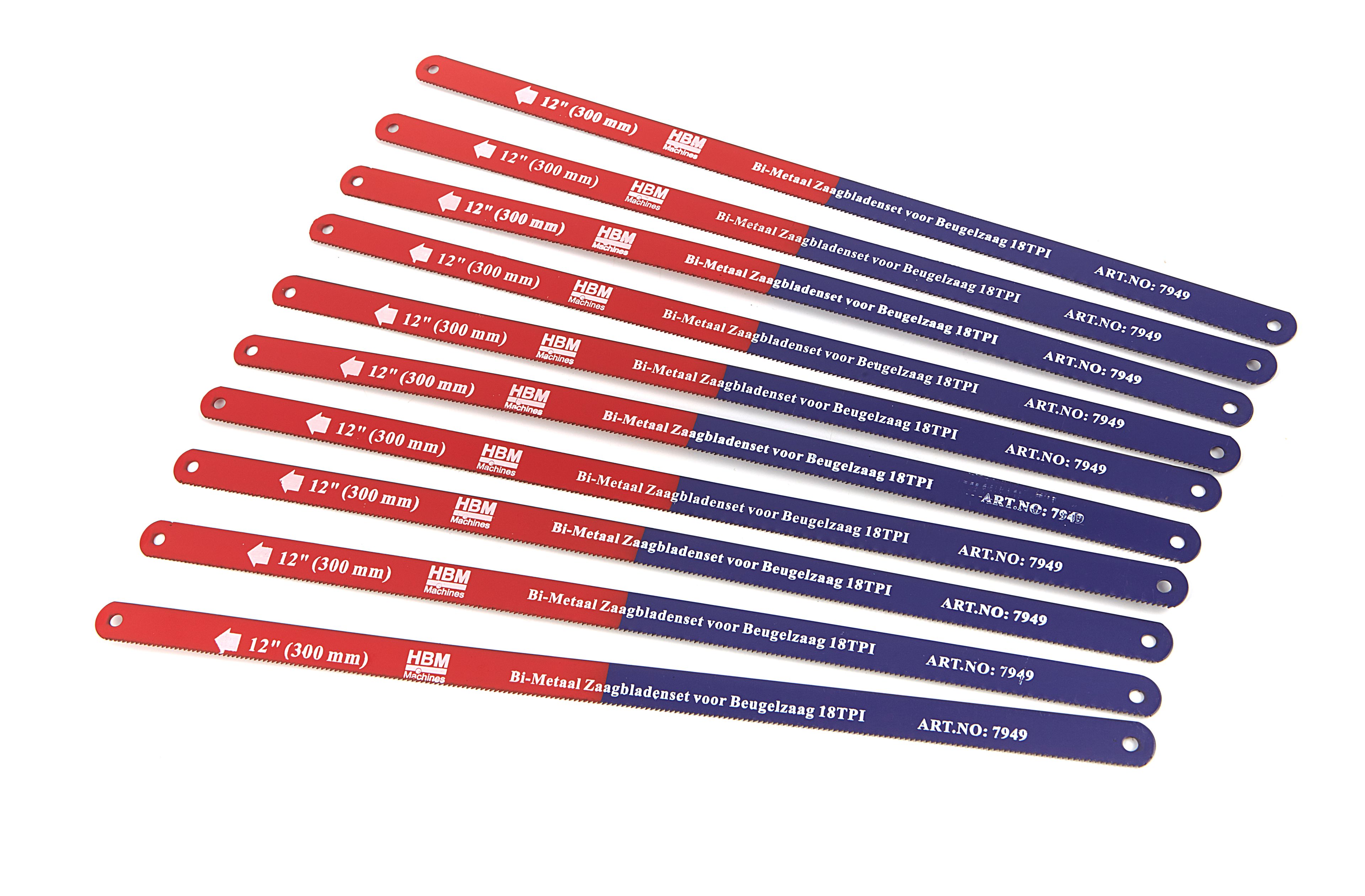 HBM 10 Delige Bi-Metaal Zaagbladenset voor Beugelzaag 24TPI