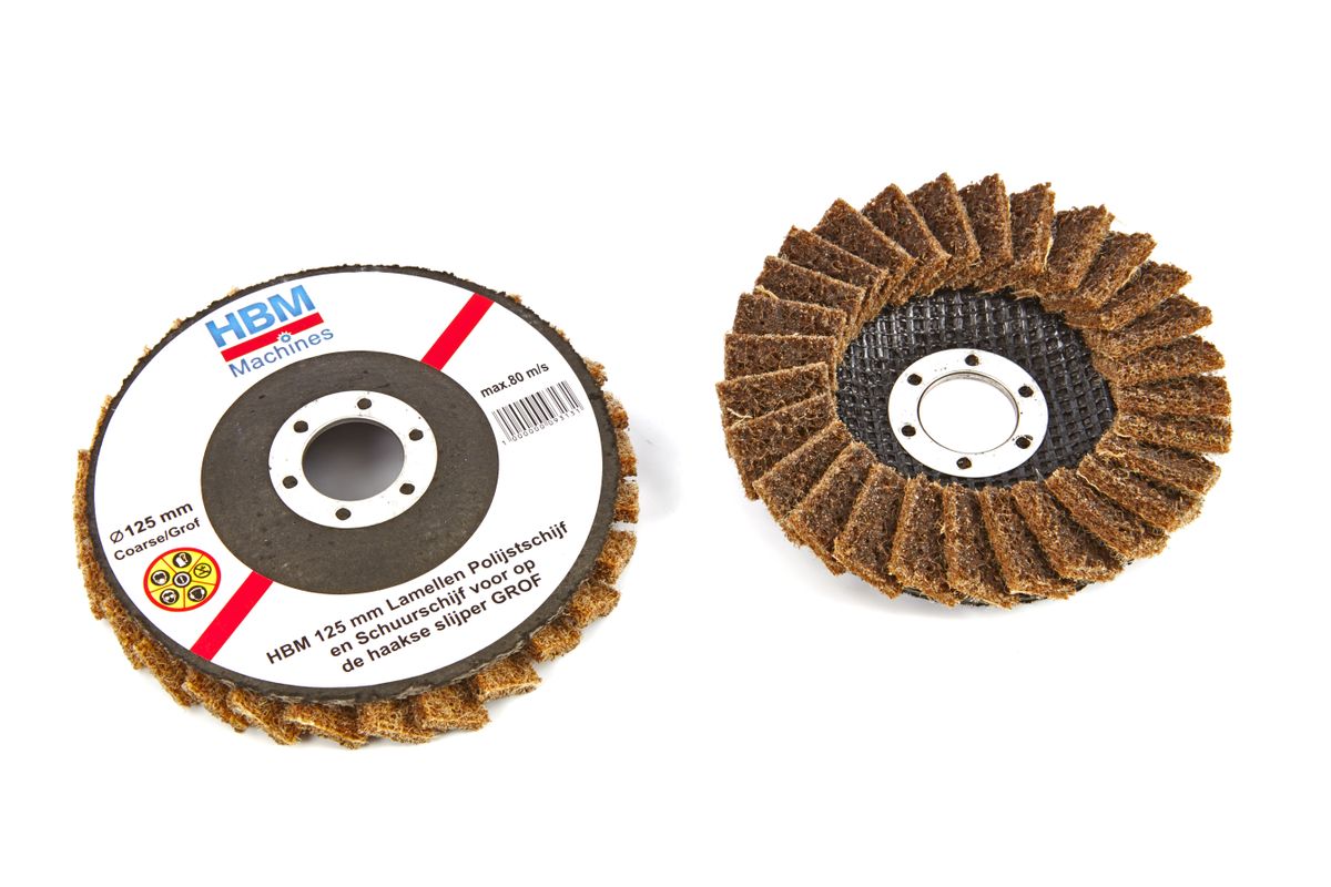 Disco de pulido y lijado de laminillas HBM de 125 mm para amoladora angular GRUESO