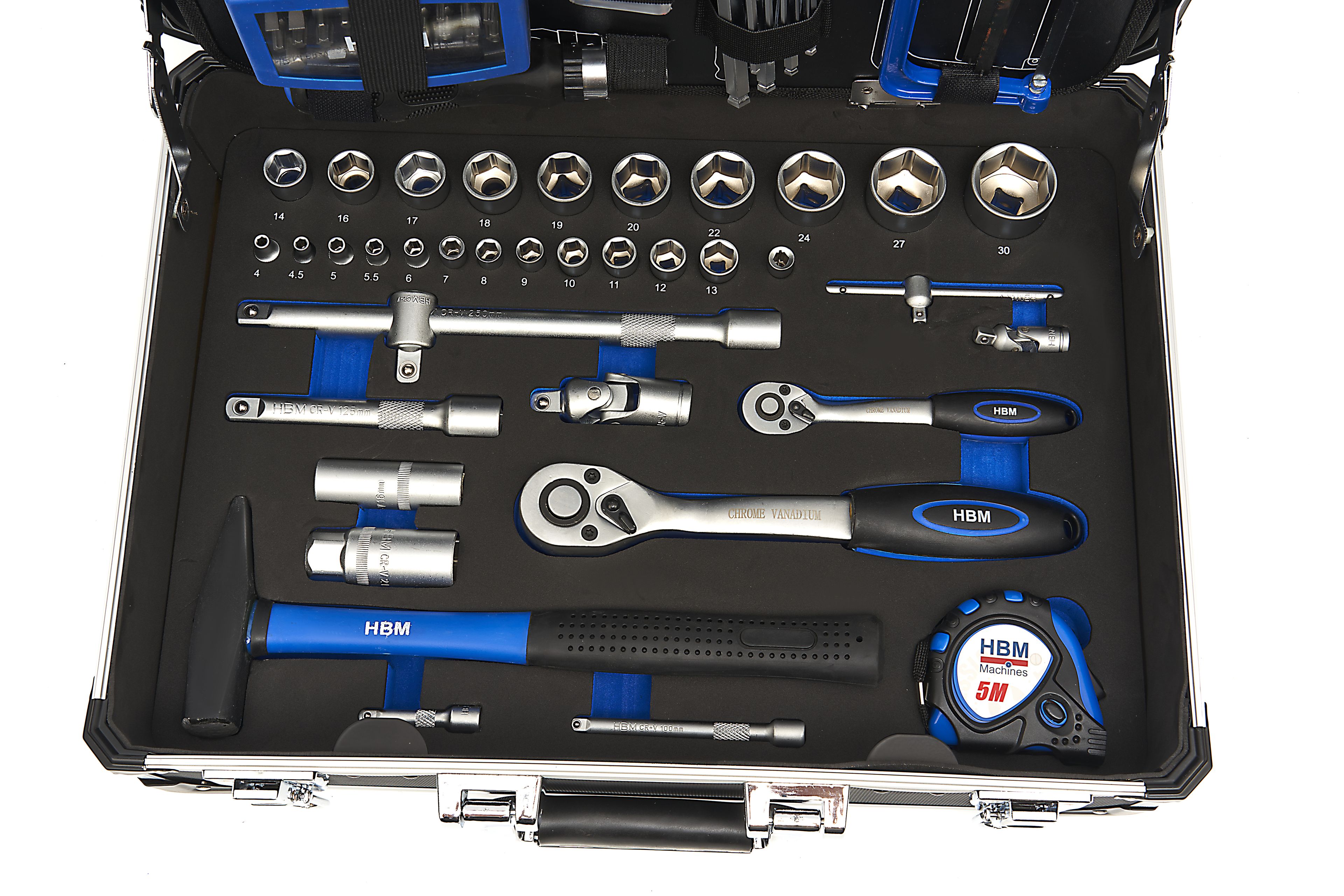 HBM Maletín de herramientas, juego de herramientas con incrustación de EVA de 154 piezas Image 7