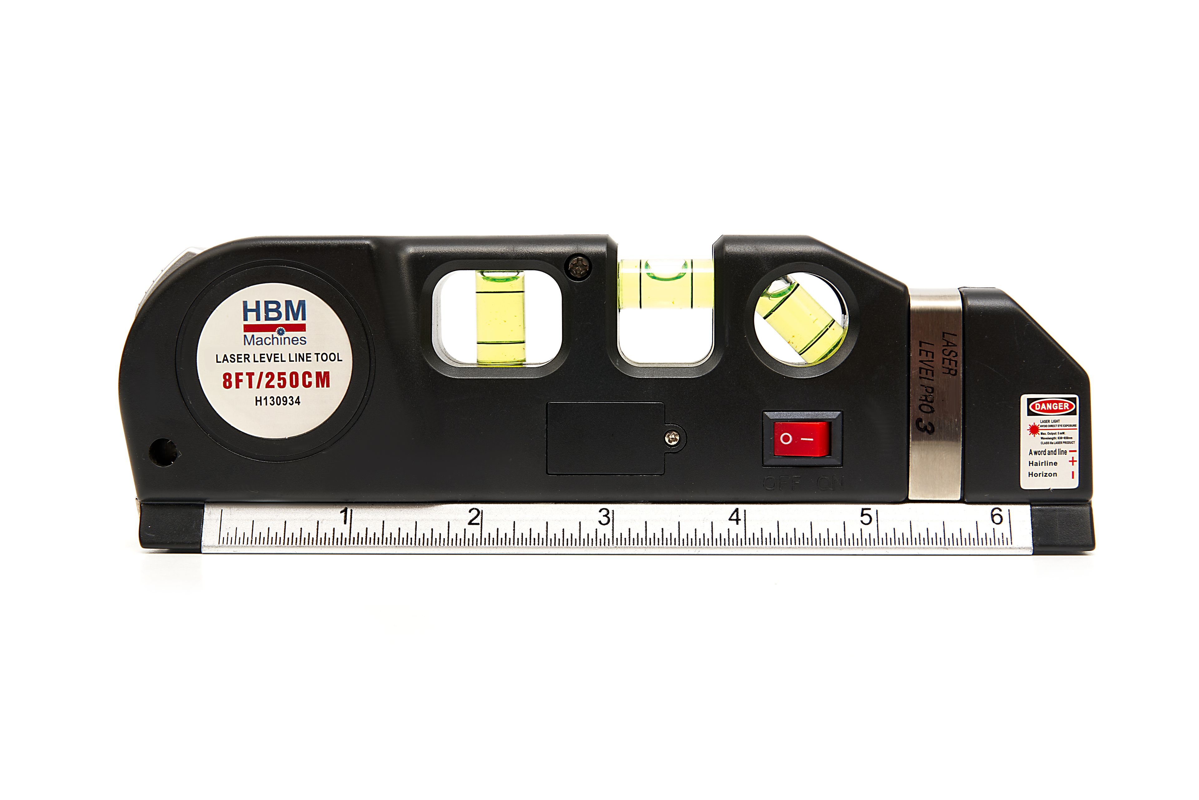 HBM niveau à bulle avec laser et mètre ruban intégré 250 cm Image 2