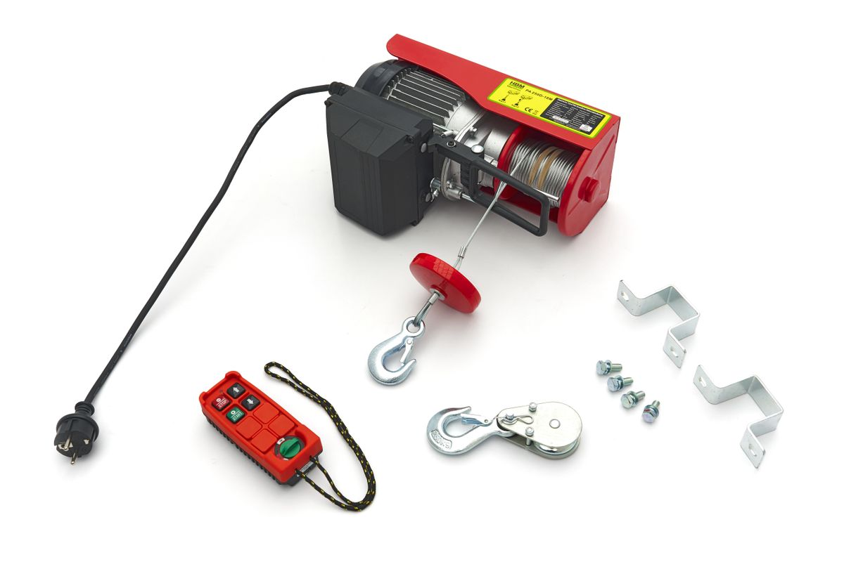 Polipasto eléctrico HBM con control remoto inalámbrico de 250 kg, 18 metros