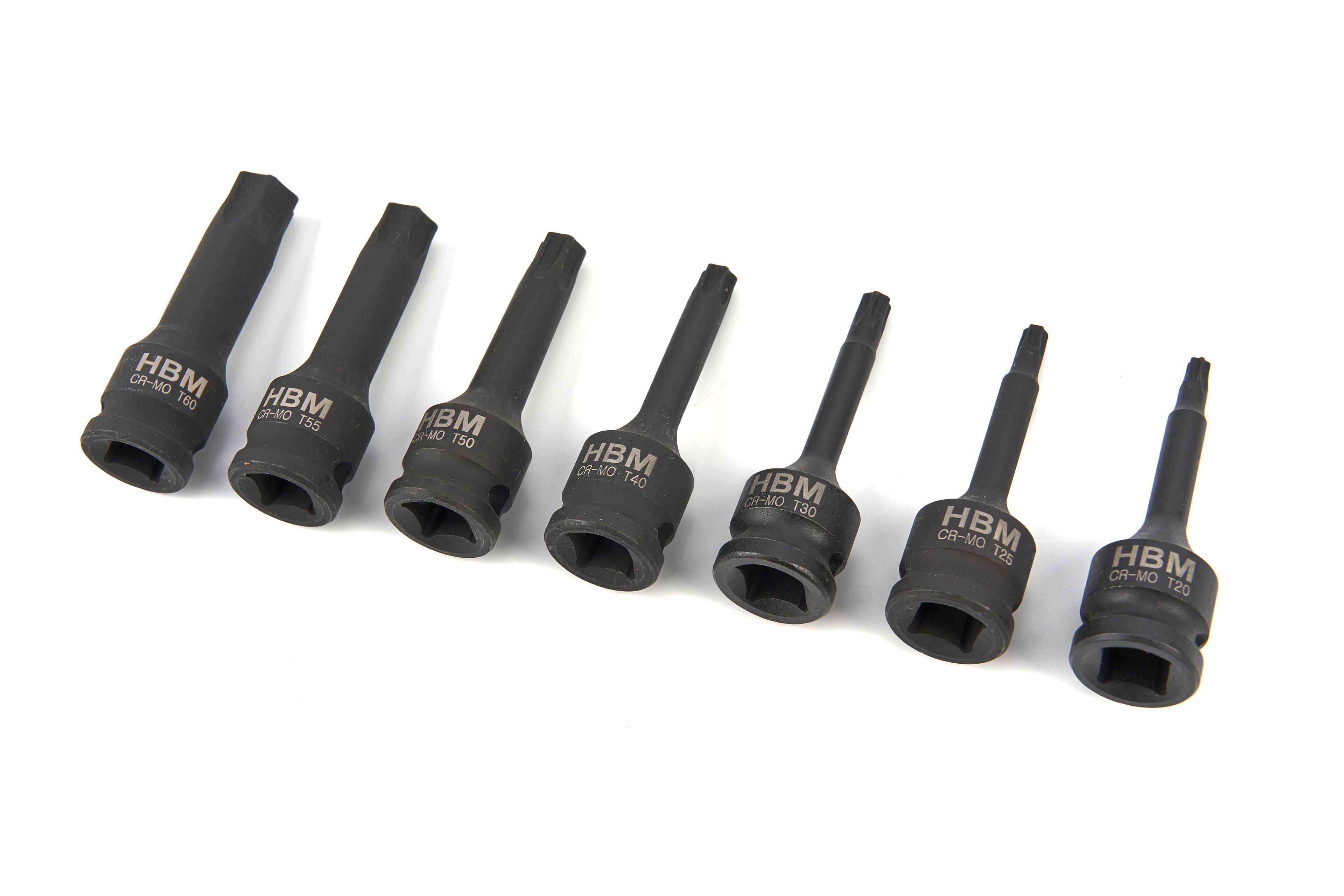 Set de 7 piezas de vaso Torx largo HBM con toma de 3/8 pulgadas