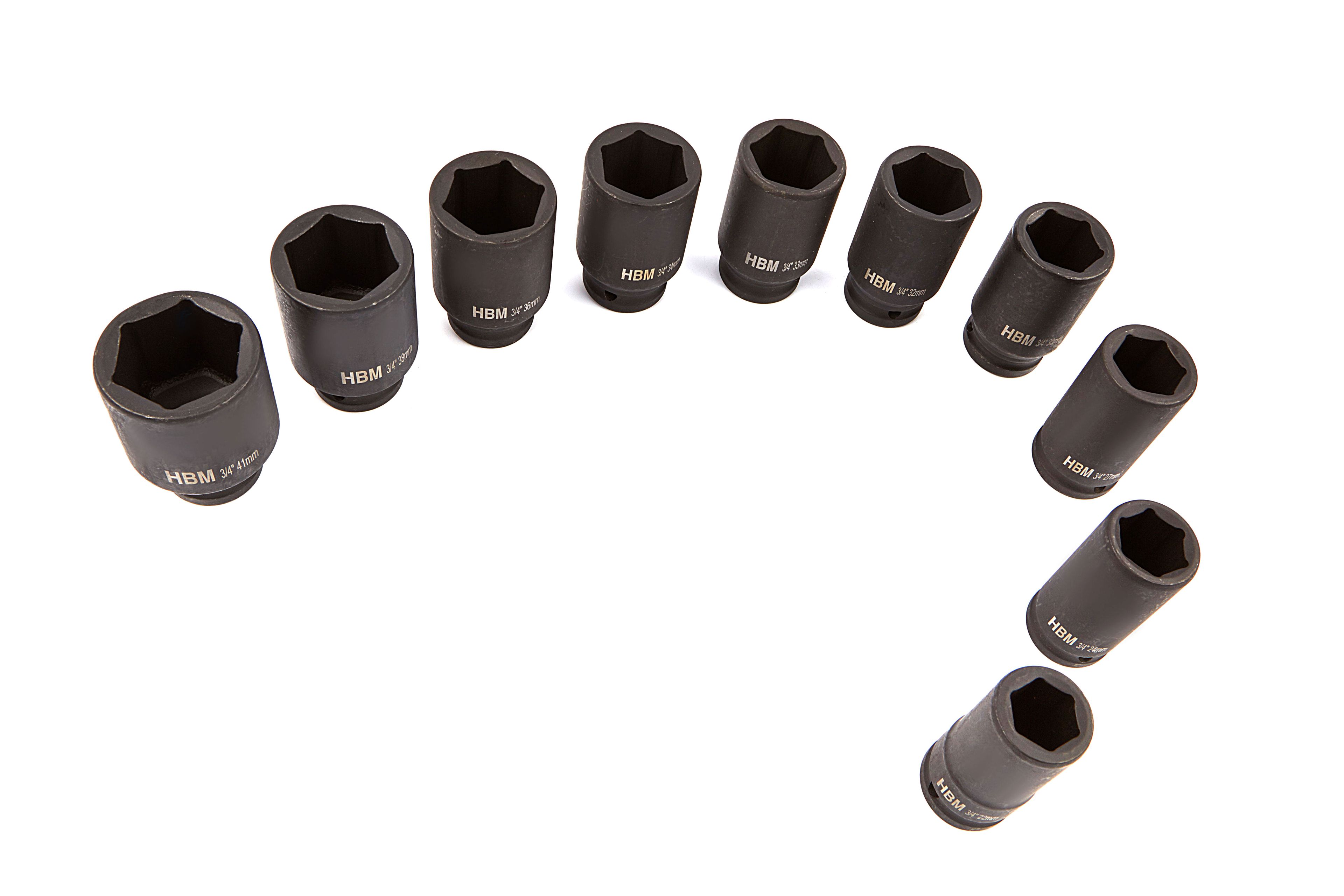 HBM Lot de 10 douilles électriques 3/4 inch de grande taille Image 3