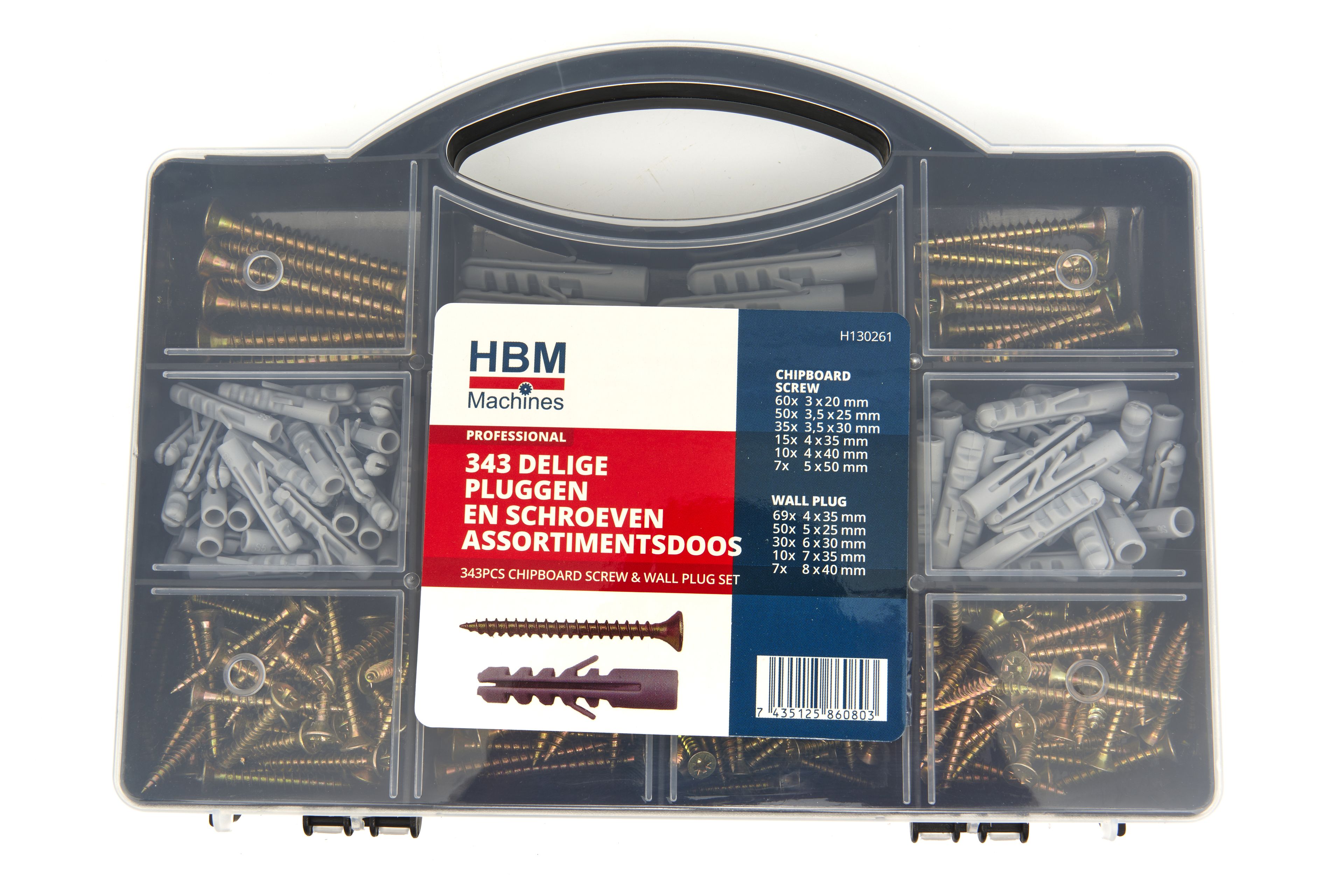 HBM 343 Delige Pluggen en Schroeven Assortimentsdoos Image 2