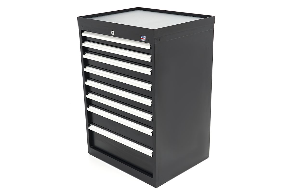 HBM Armario de herramientas 8 cajones 72 x 58 x 100 cm negro